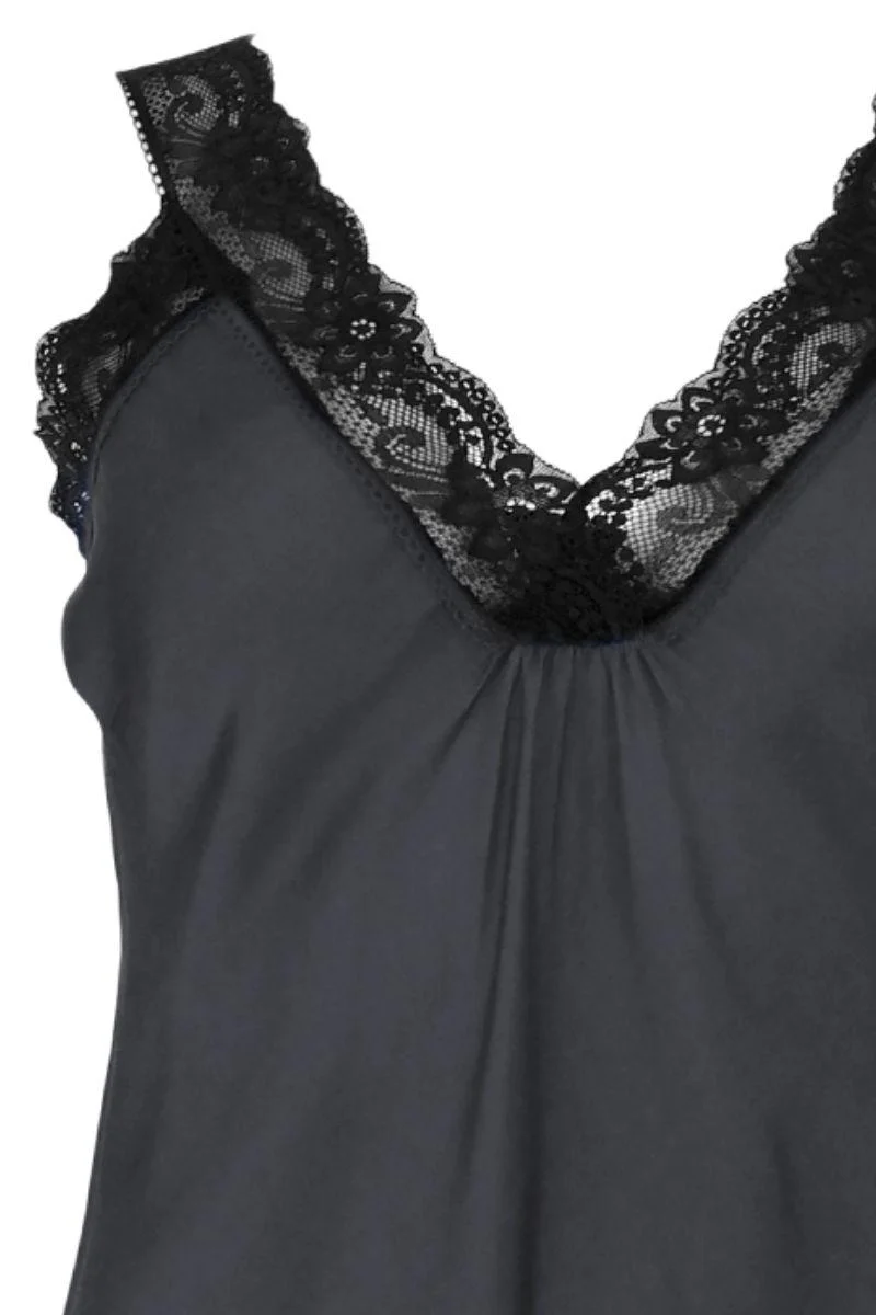 Bea Black Lace Top | Dk. Grey | Bluse fra Black Colour - Image 2