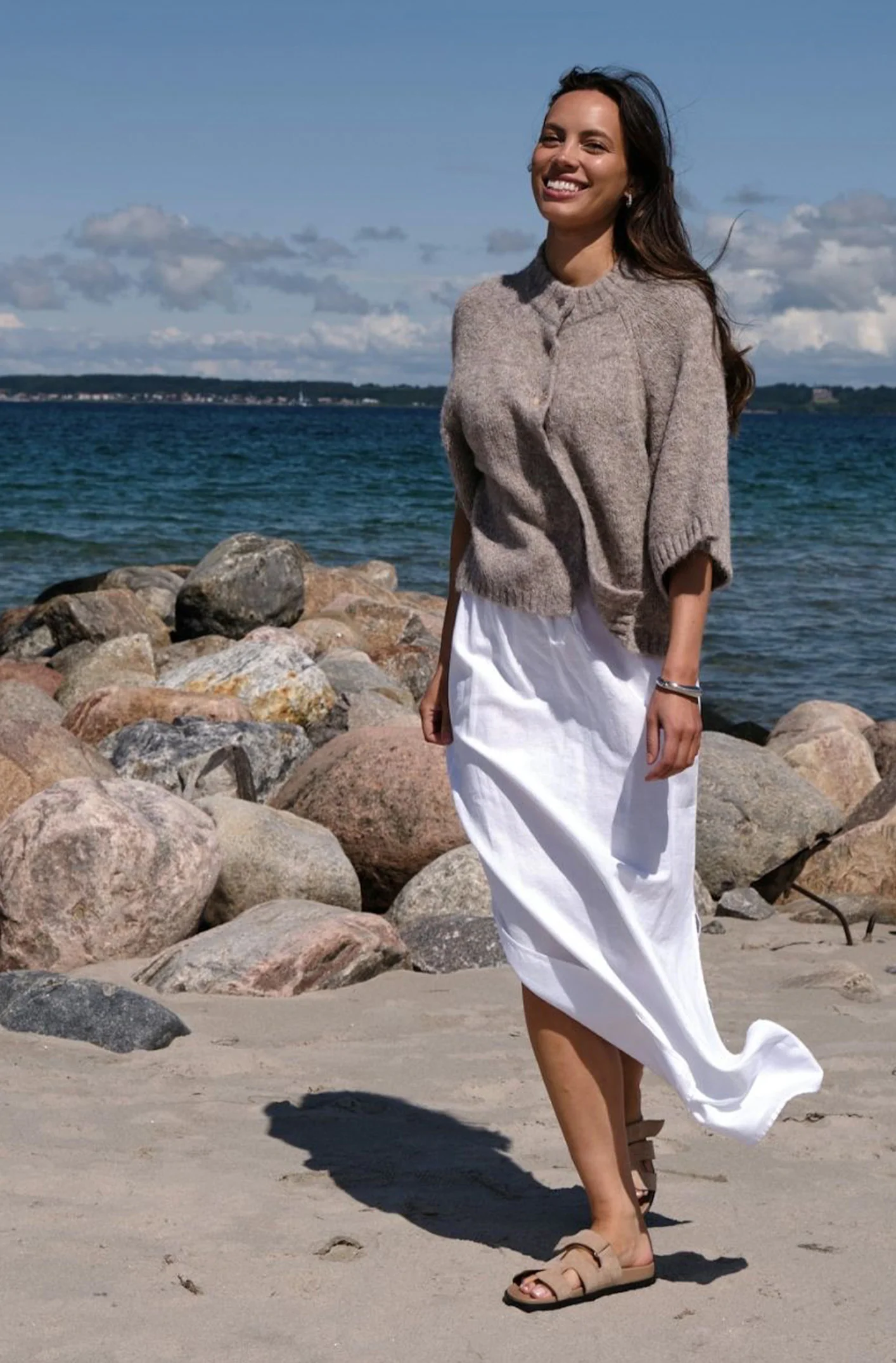 Benuta Fluffy Knit Cardigan | Beige Melange | Strik fra Neo Noir - Image 2