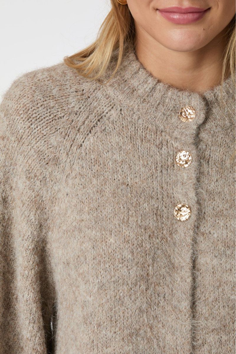 Benuta Fluffy Knit Cardigan | Beige Melange | Strik fra Neo Noir - Image 8