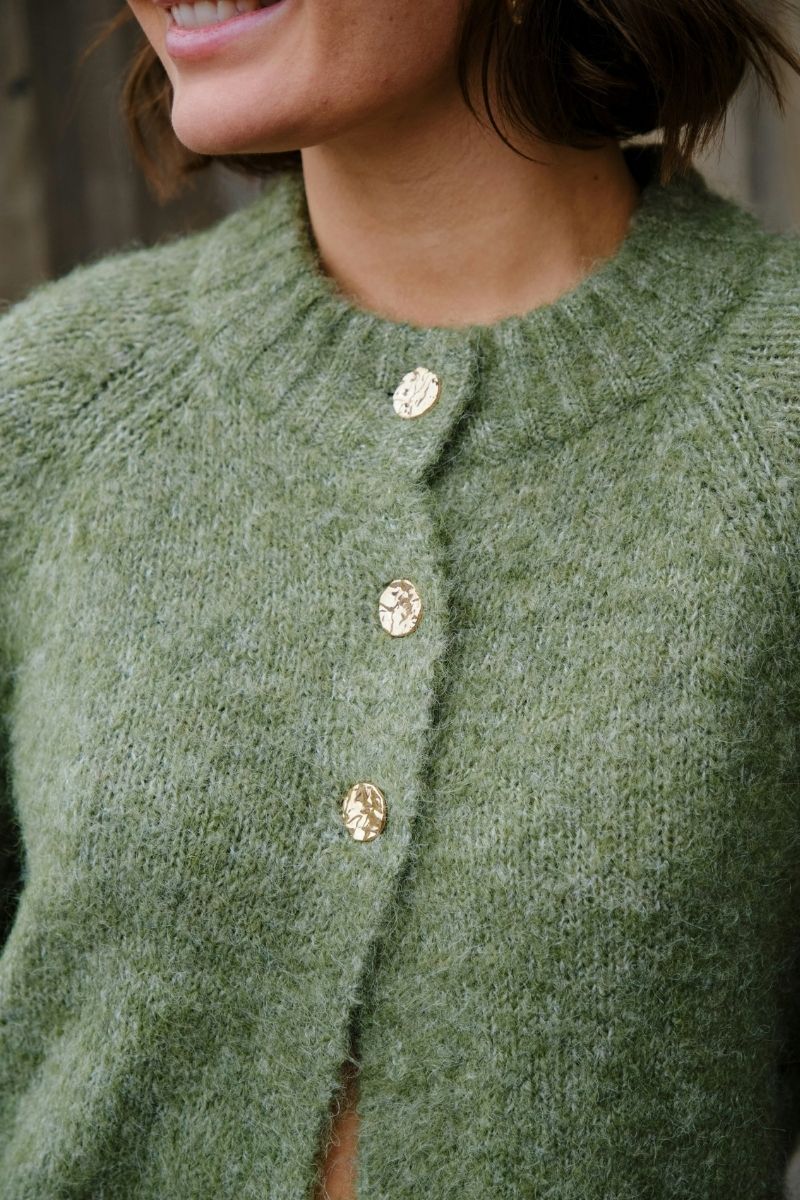 Benuta Fluffy Knit Cardigan | Dusty Green | Strik fra Neo Noir - Image 3