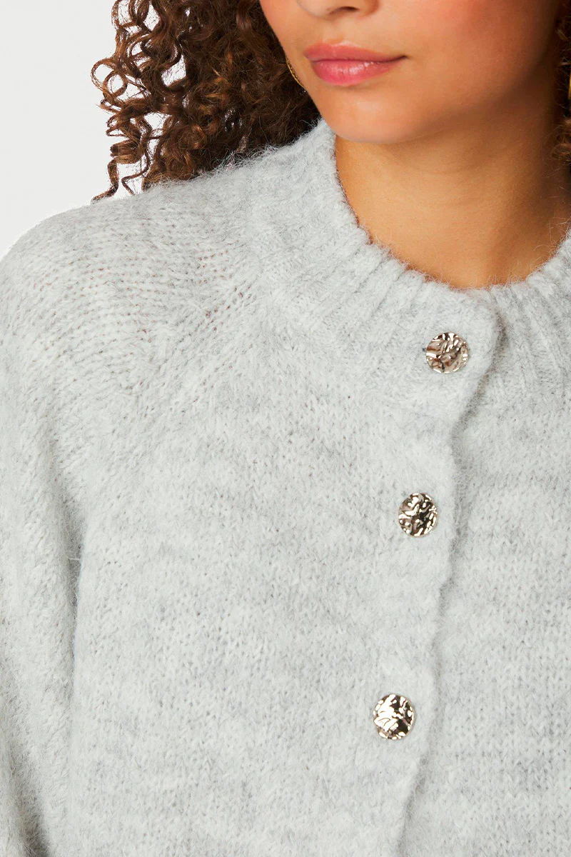 Benuta Fluffy Knit Cardigan | Light Grey Melange | Strik fra Neo Noir - Image 6