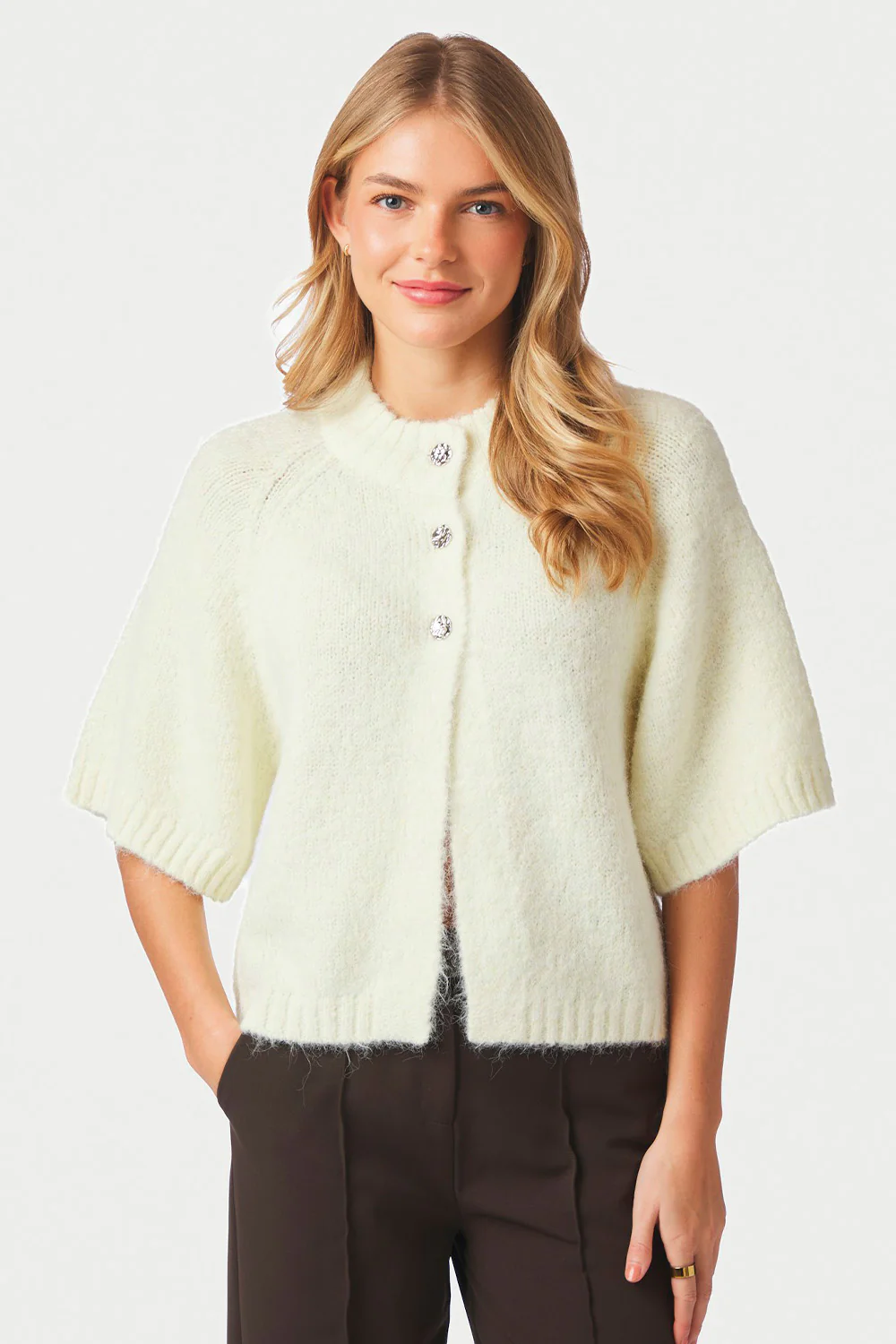 Benuta Fluffy Knit Cardigan | Light Yellow | Strik fra Neo Noir - Image 6