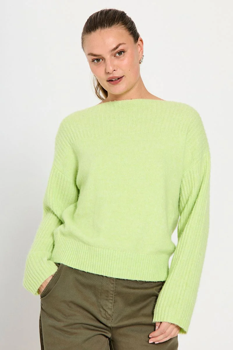 Boady Pullover 205237 | Shadow Lime Melange | Strik fra Freequent - Image 8