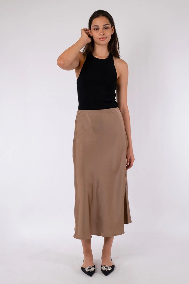 Bovary Skirt | Dark Taupe | Nederdel fra Neo Noir - Image 5