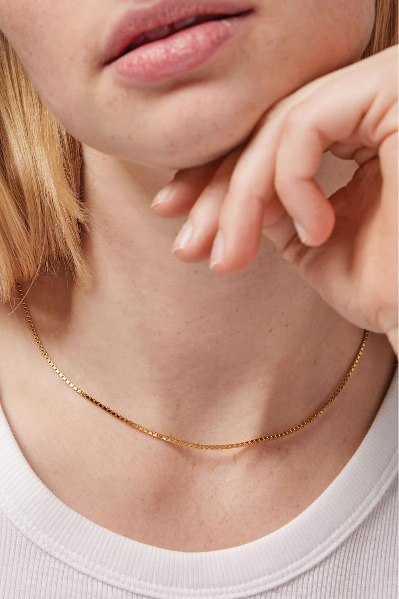 Box Chain 1,45 mm | 925S/GP | Halskæde fra Enamel - Image 2