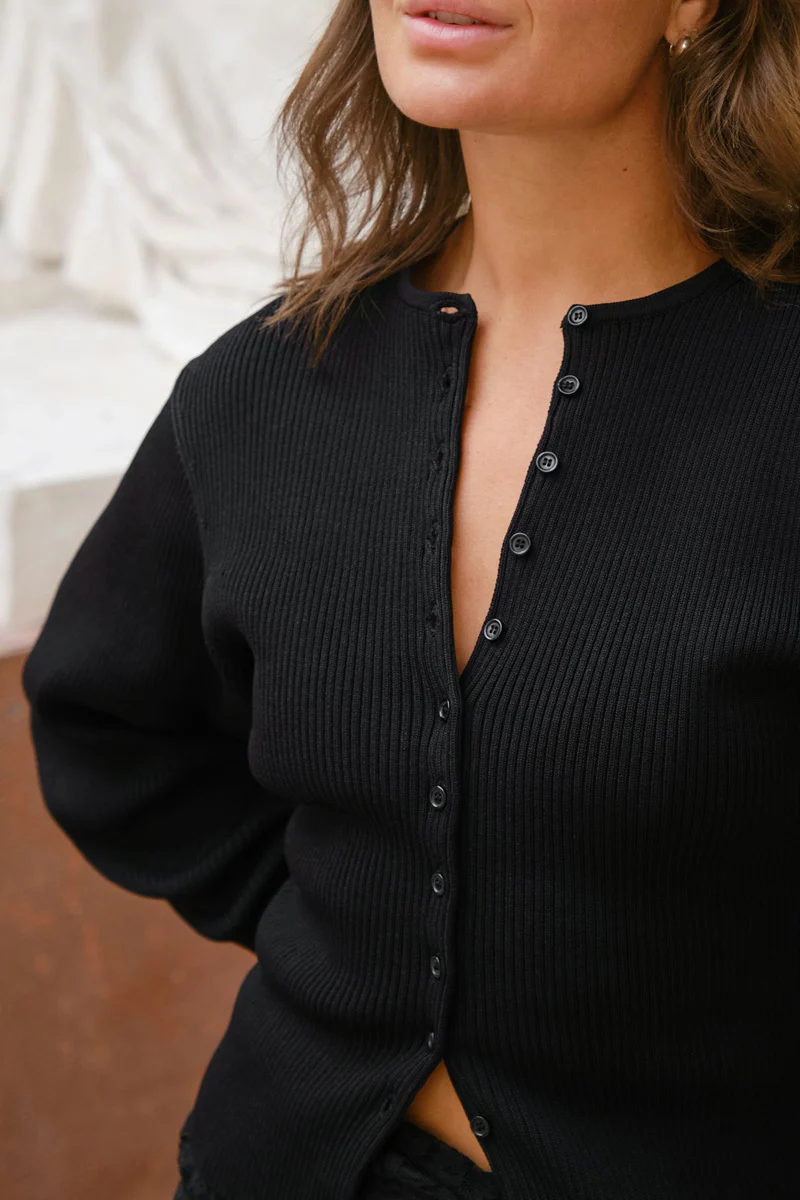 Briano Stitch Knit Cardigan | Black | Strik fra Neo Noir
