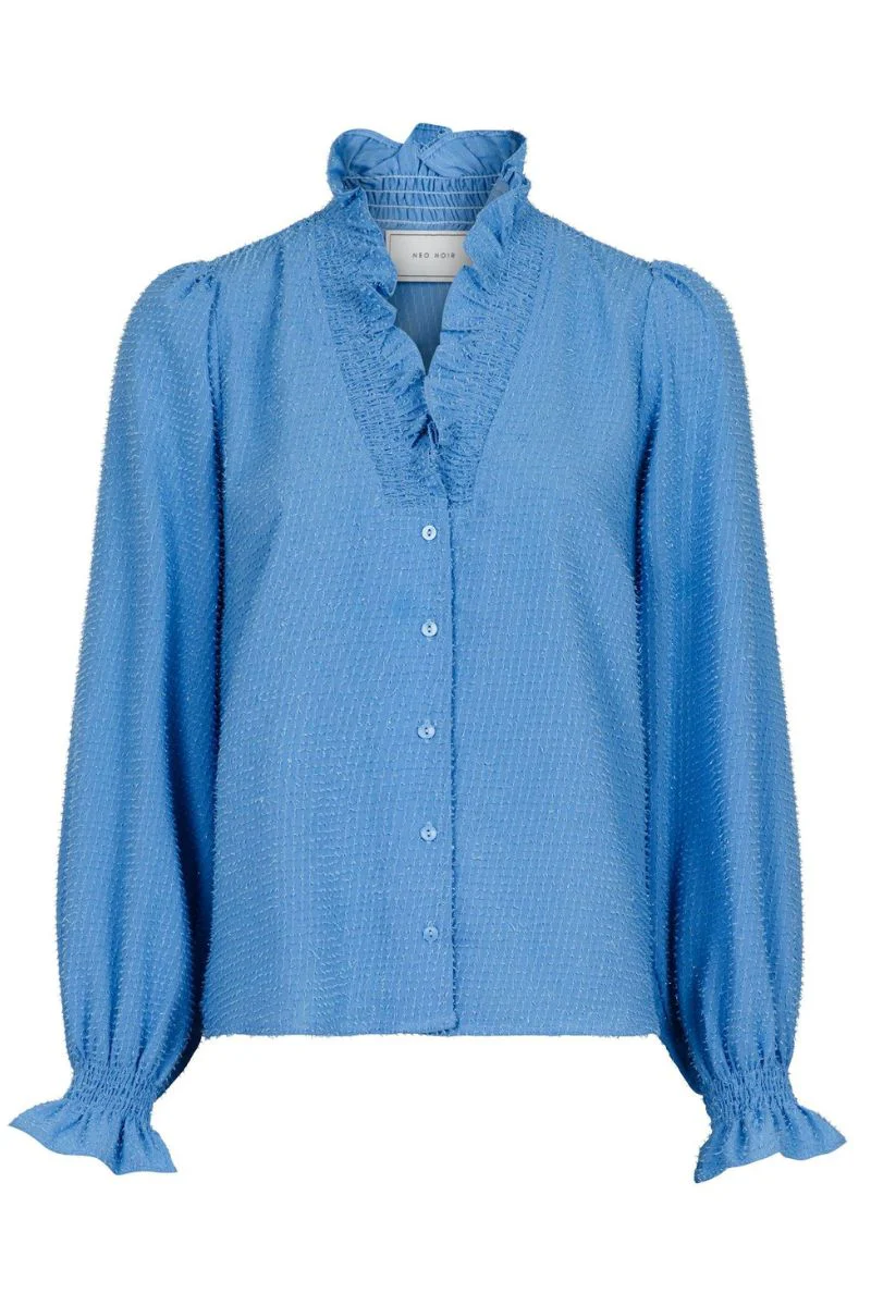 Brielle Glitter Blouse | Dusty Blue | Bluse fra Neo Noir - Image 2