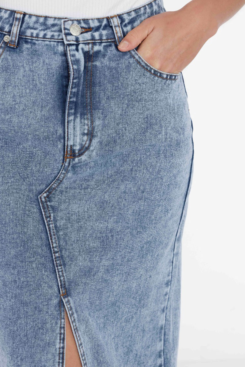 Bye Bye Birdie | Blue | Denim nederdel fra Statebird - Image 4