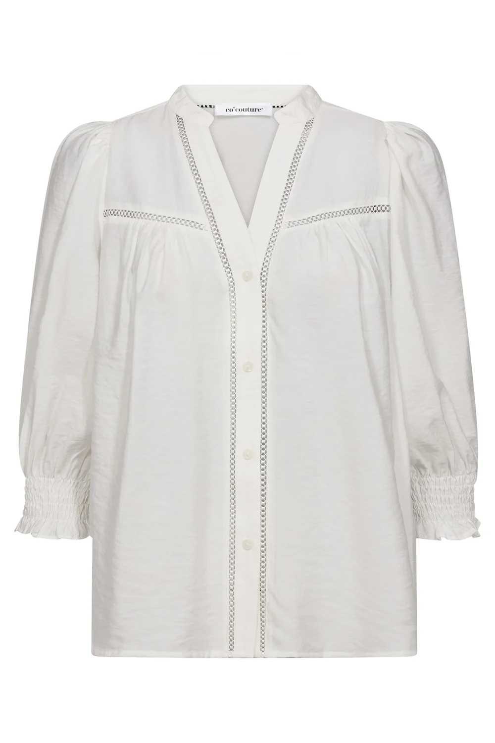 Callumcc Lace Puff V-Shirt | White | Skjorte fra Co'Couture - Image 2