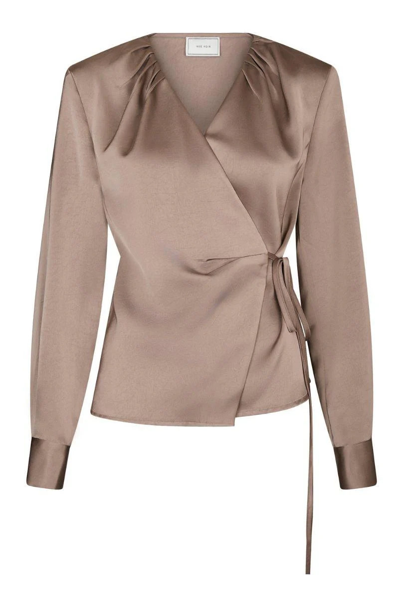 Caprina Heavy Sateen Blouse | Dark Taupe | Bluse fra Neo Noir - Image 2