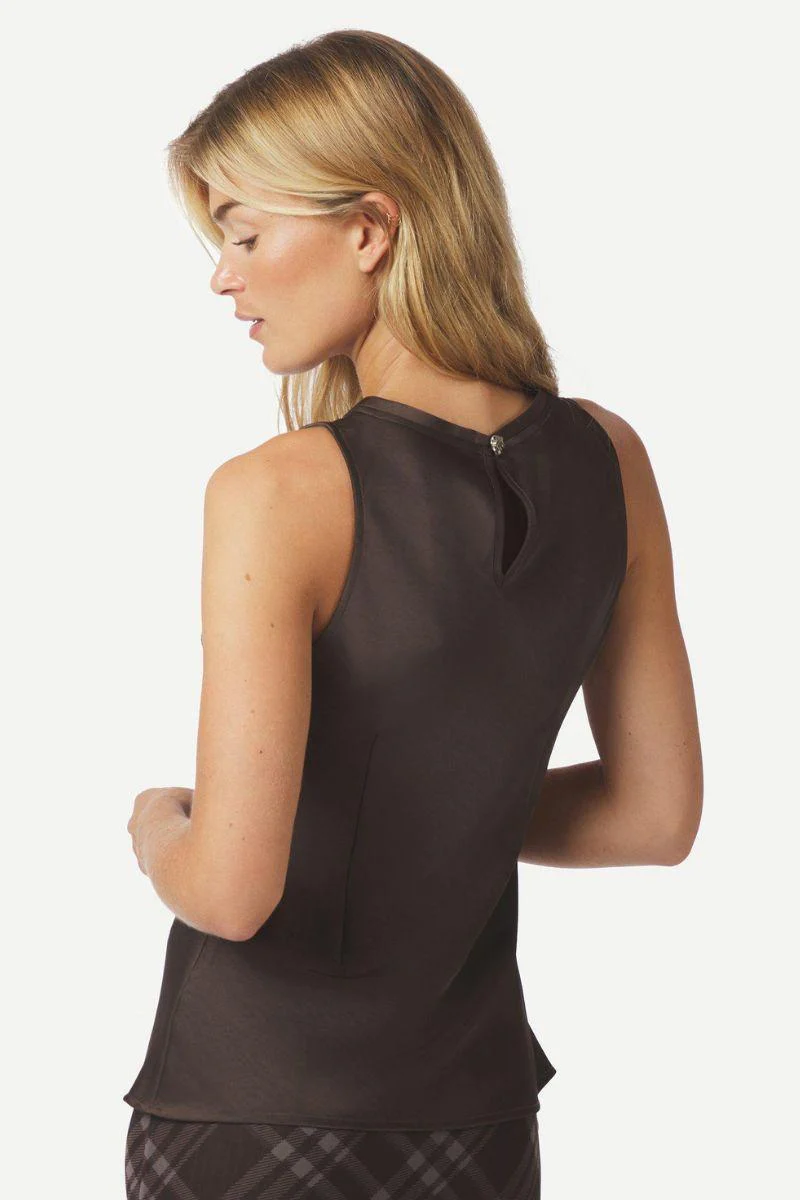 Celina Heavy Sateen Top | Dark Brown | Bluse fra Neo Noir - Image 4