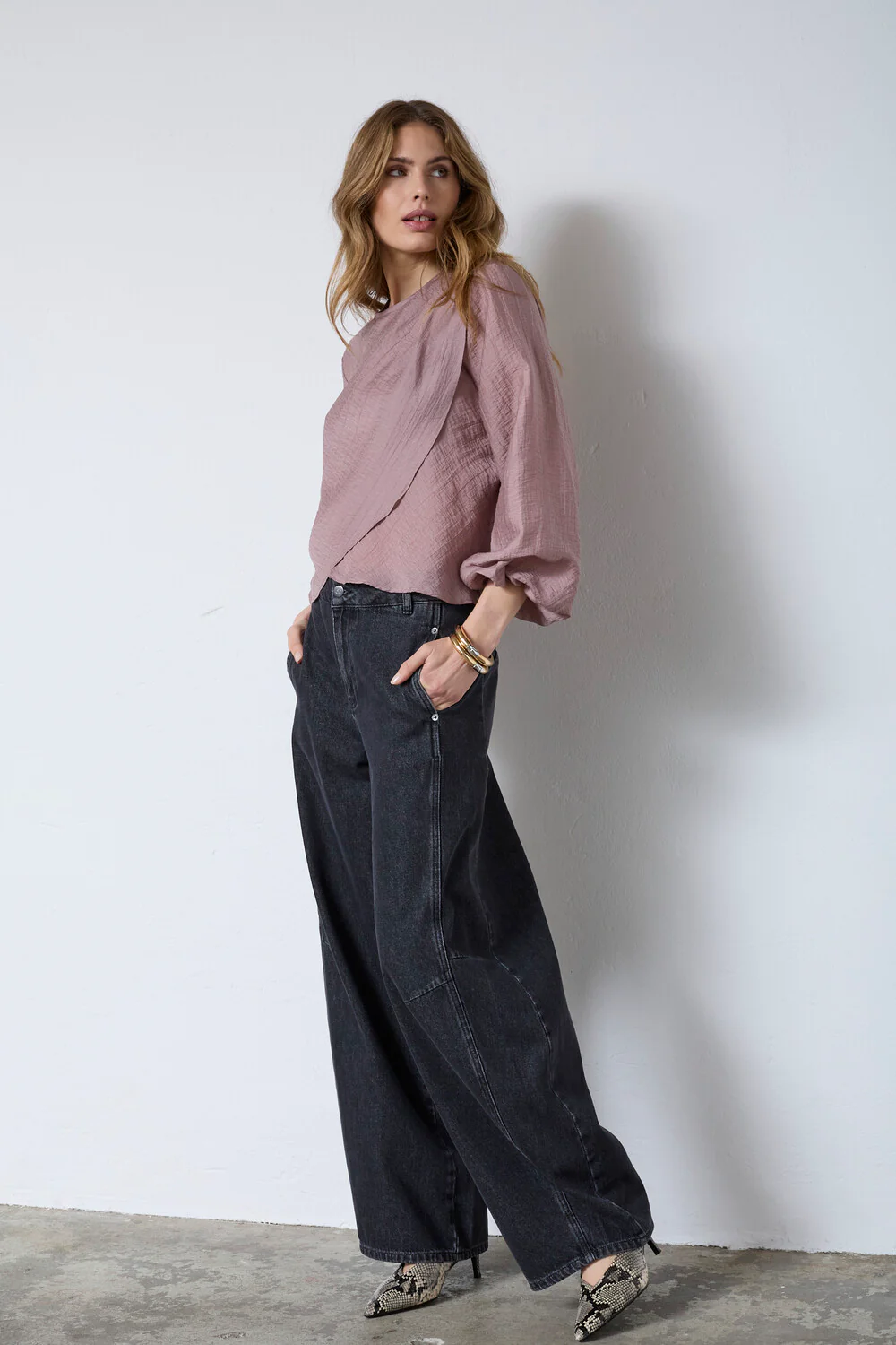 Conny Drape Blouse 45004 | Old Rose | Bluse fra Co'couture - Image 3