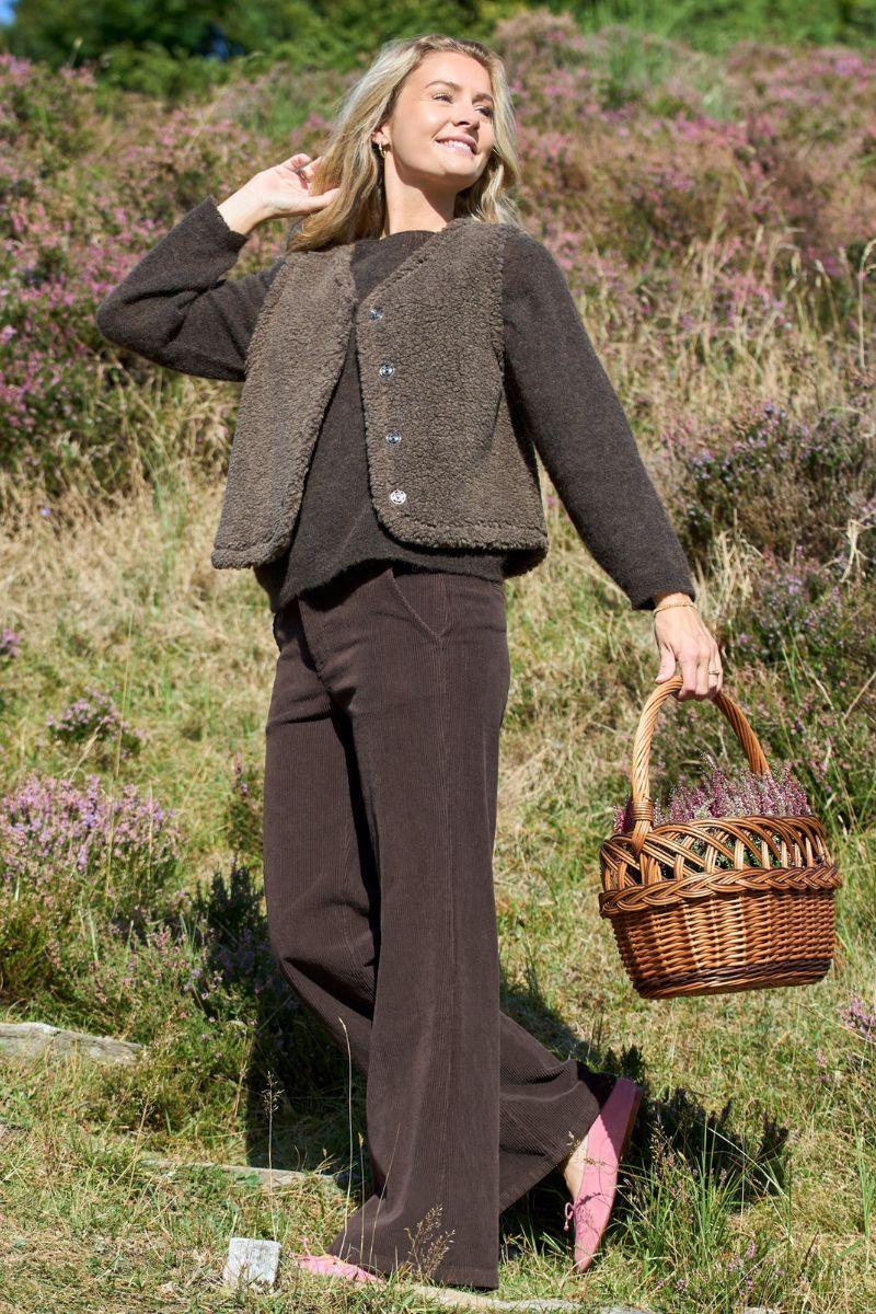 Cora Corduroy Box Pant | Coffee | Bukser fra Black Colour - Image 3