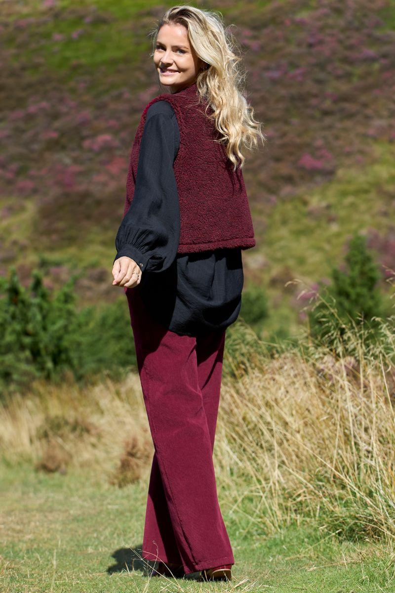 Cora Corduroy Box Pant | Wine | Bukser fra Black Colour - Image 5