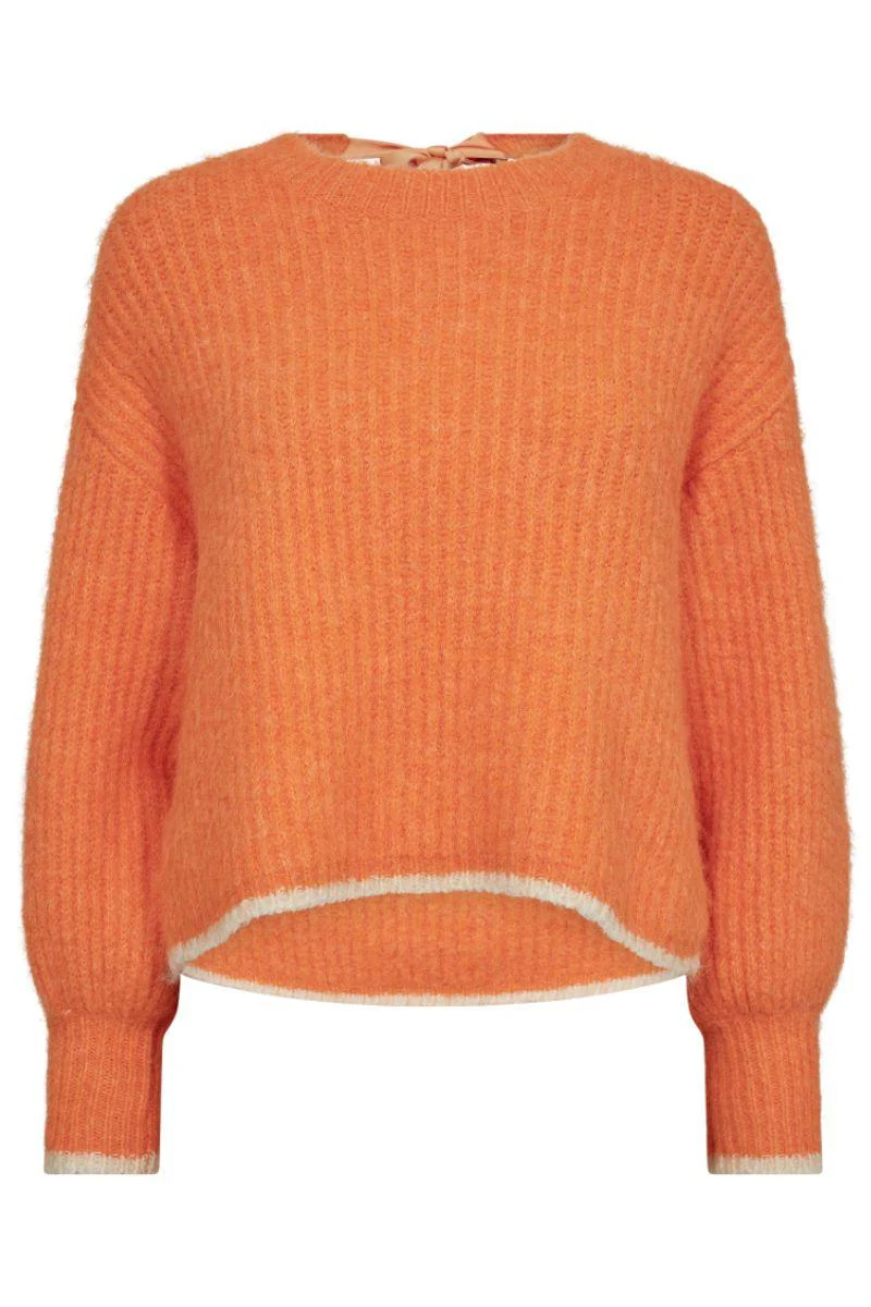 Coralie Bow LS Rib Knit 32157 | Orange | Strik fra Co'couture