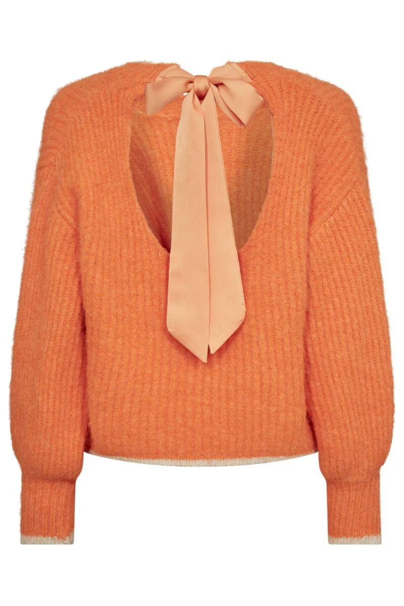 Coralie Bow LS Rib Knit 32157 | Orange | Strik fra Co'couture - Image 2