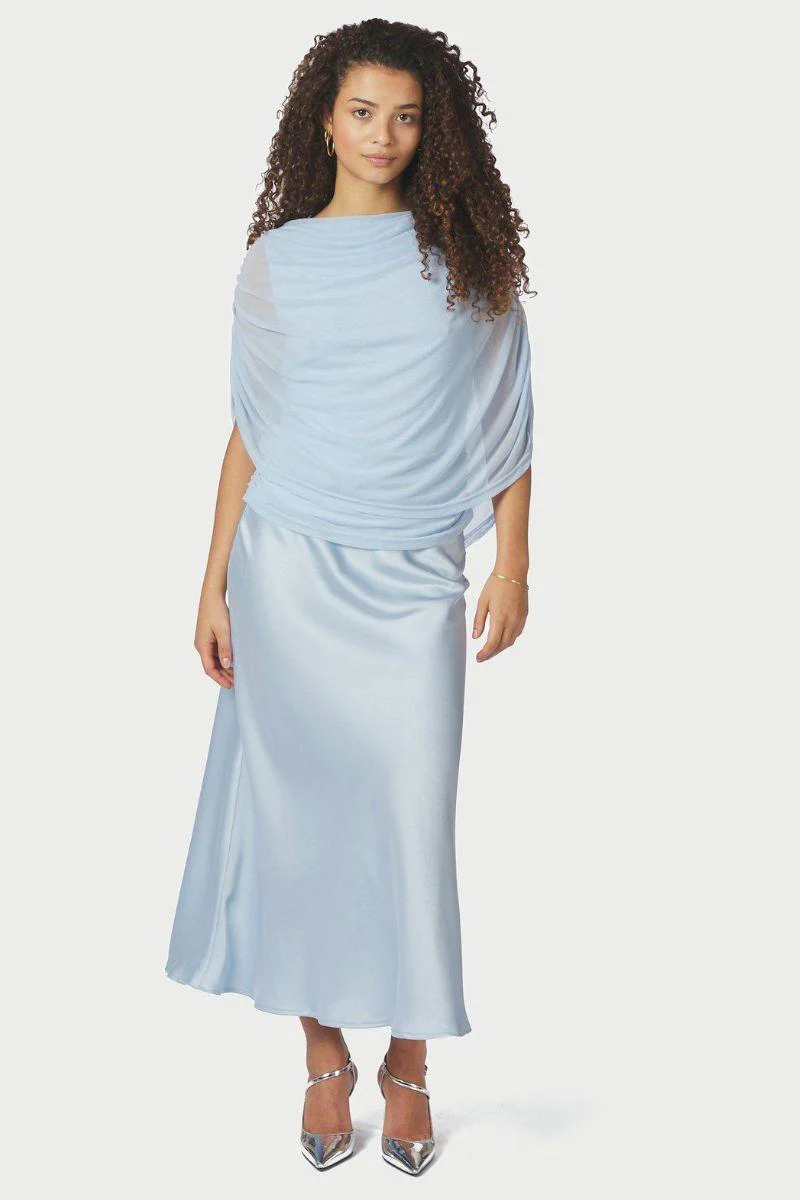 Cottuna Drapy Mesh Top | Light Blue | Bluse fra Neo Noir - Image 6