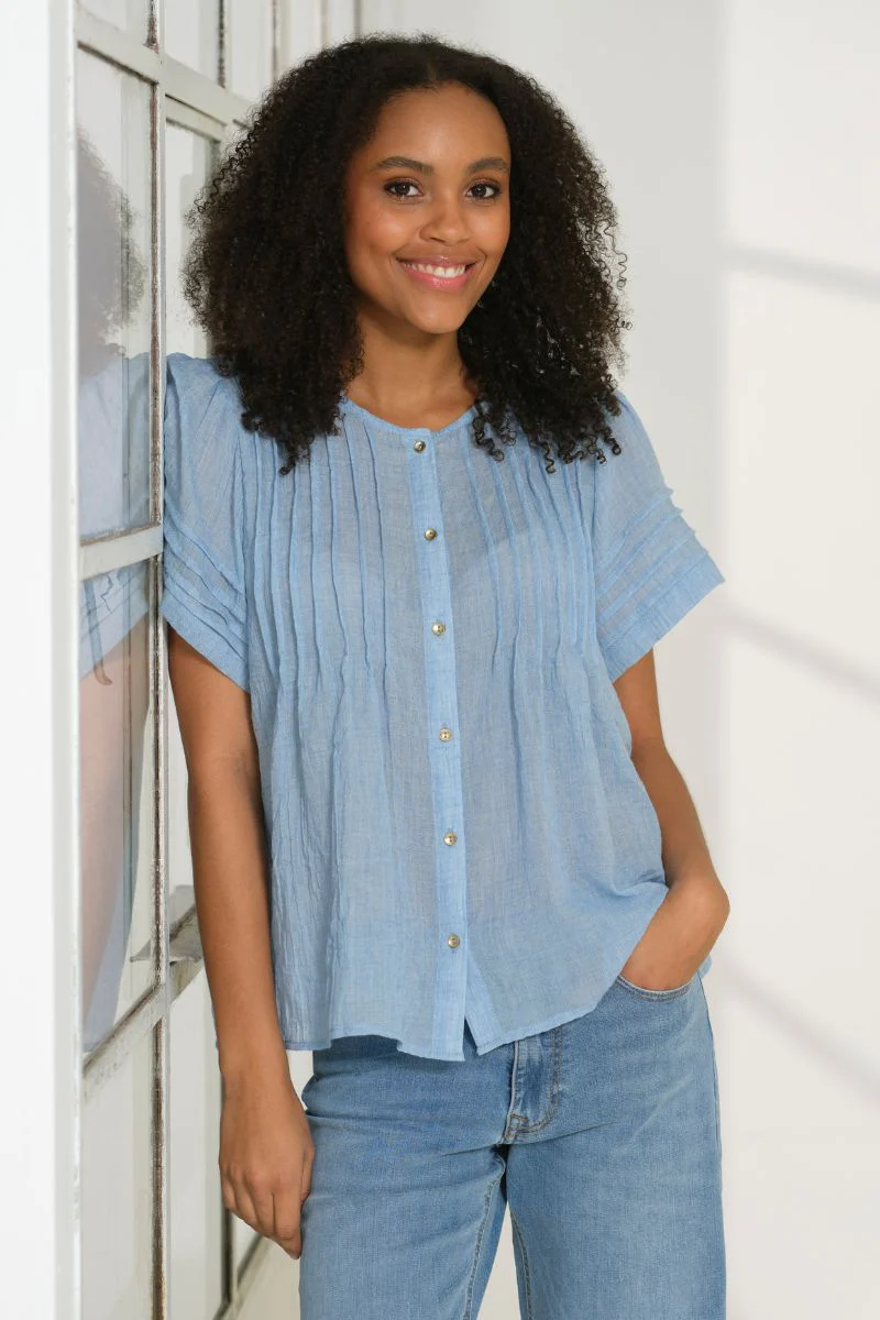Dahlia Blouse 2727 | Blue | Bluse fra Prepair - Image 3