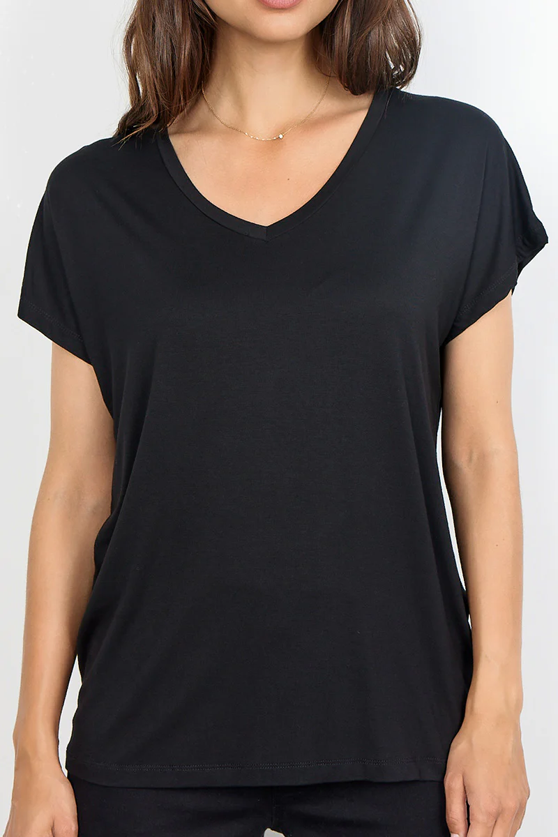 Daisy V-neck | Black | T-Shirt fra State bird - Image 2