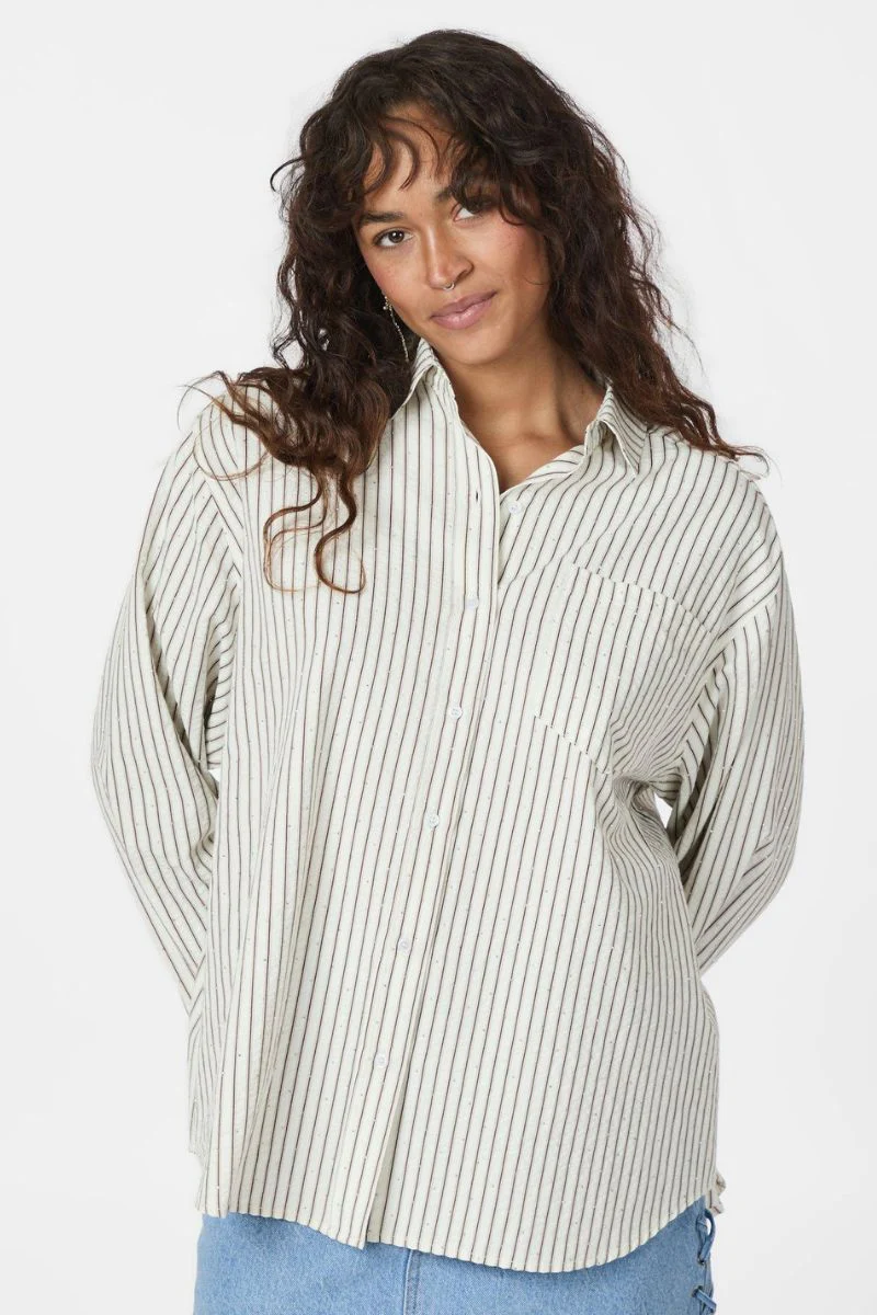 Dalma Crepe Stone Shirt | Brown | Bluse fra Neo Noir - Image 5