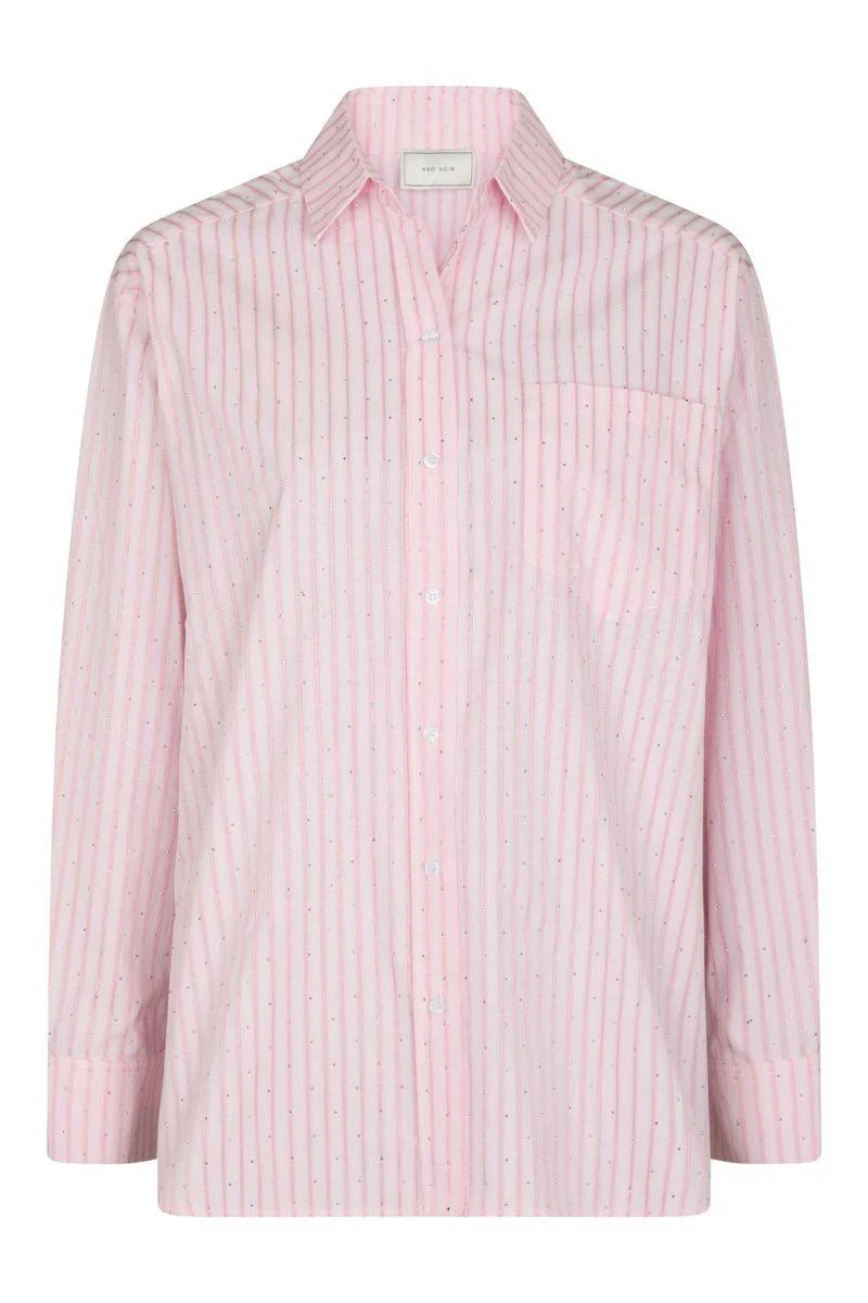 Dalma Soft Stripe Stone Shirt | Pink | Bluse fra Neo Noir - Image 3