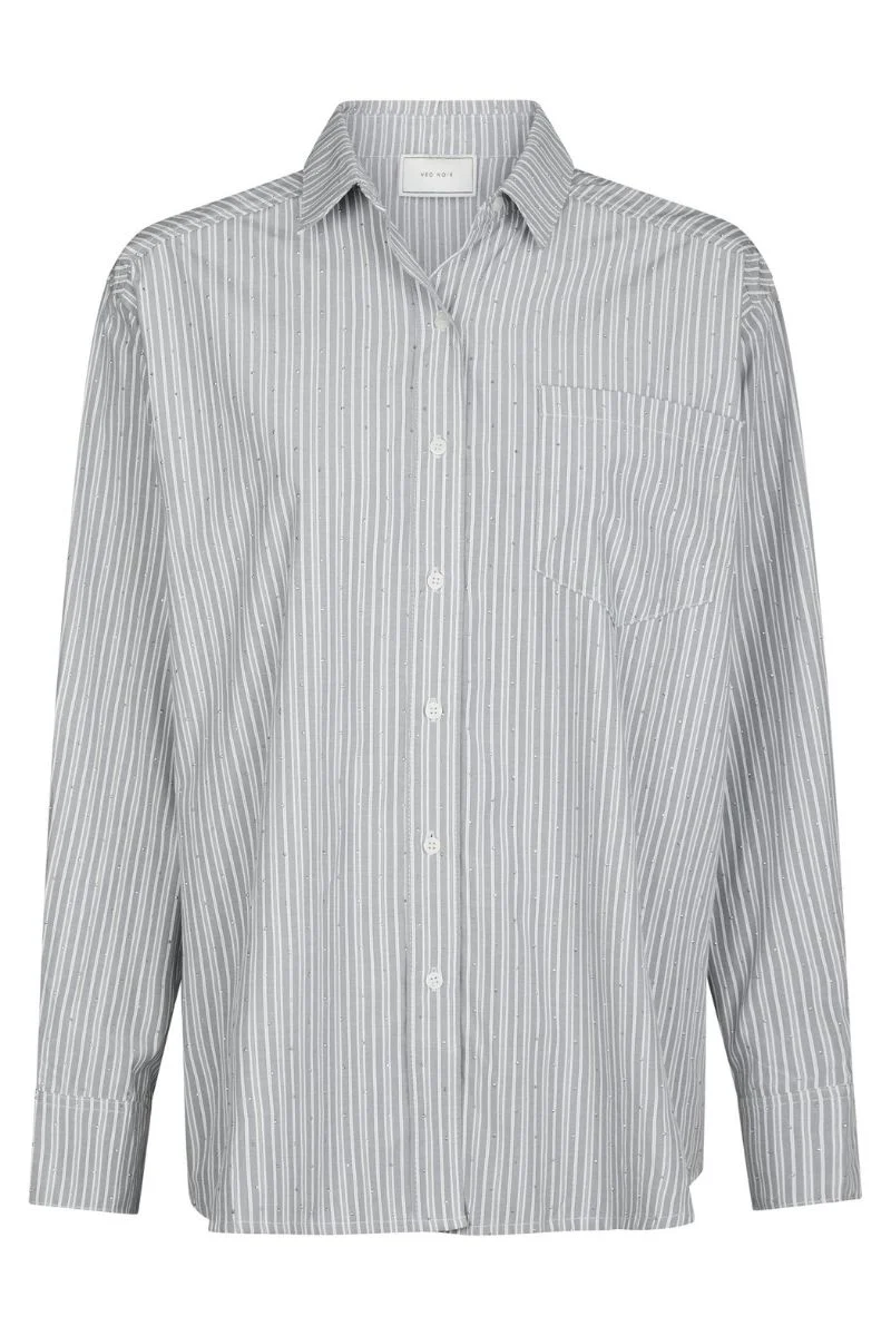 Dalma Stripe Stone Shirt | Light Grey | Bluse fra Neo Noir