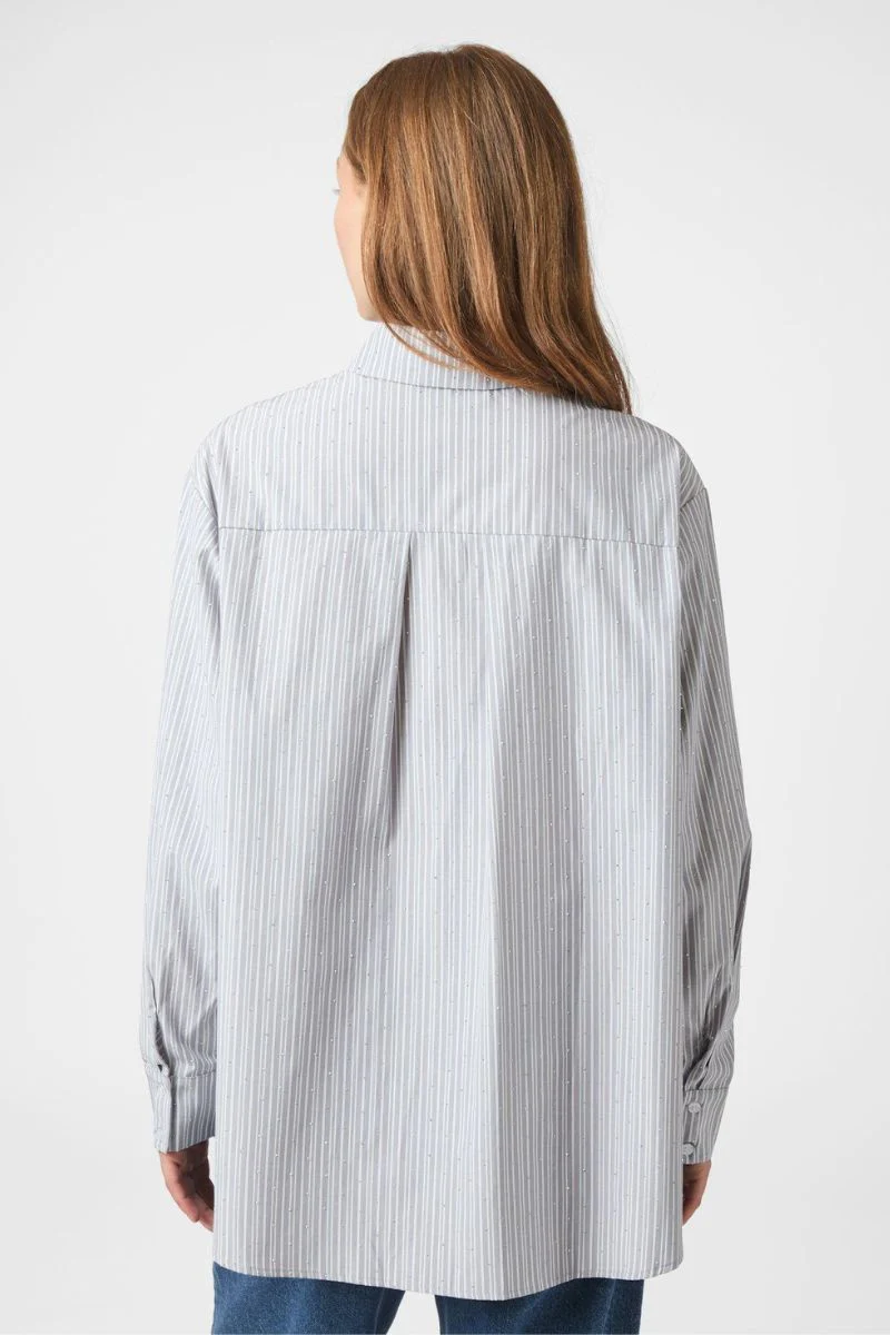 Dalma Stripe Stone Shirt | Light Grey | Bluse fra Neo Noir - Image 5