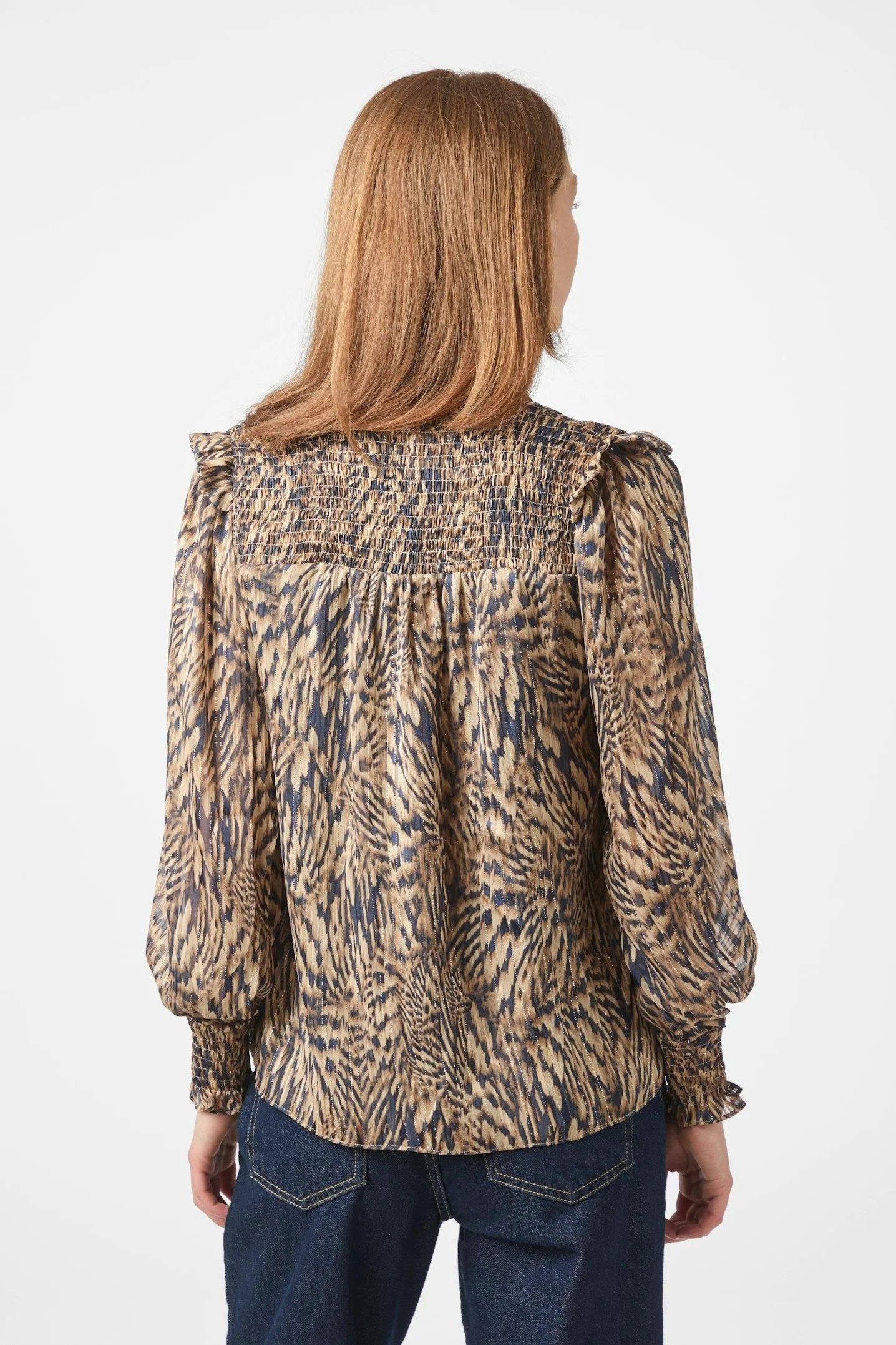 Davina Pattern Blouse | Camel | Bluse fra Neo Noir - Image 5
