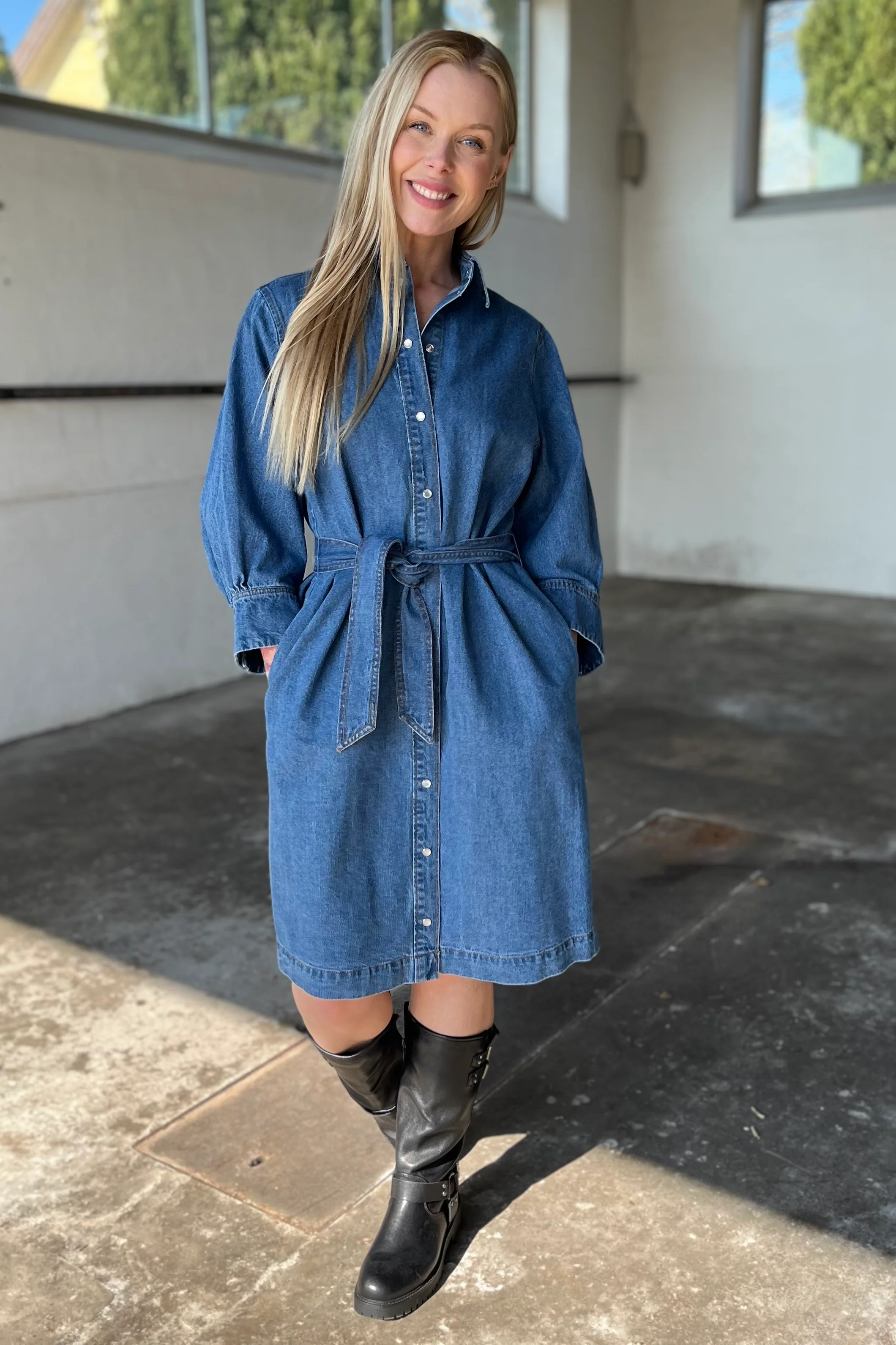 Delina Denim SS Dress 36451 | Dark Denim | Kjole fra Co'couture - Image 5