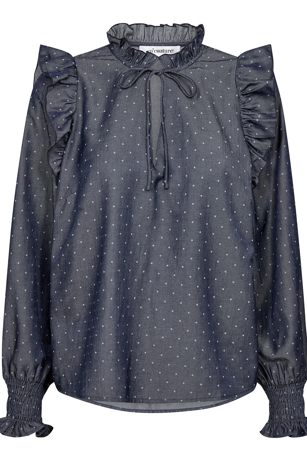 Diana Dot Frill Blouse 35590 | Navy | Bluse fra Co'couture - Image 2