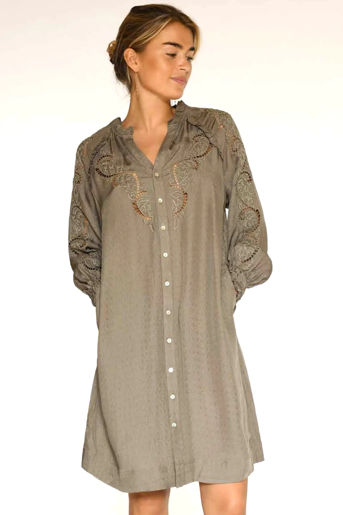 Dine knee dress 52517 | Olive | Kjole fra Gustav - Image 6
