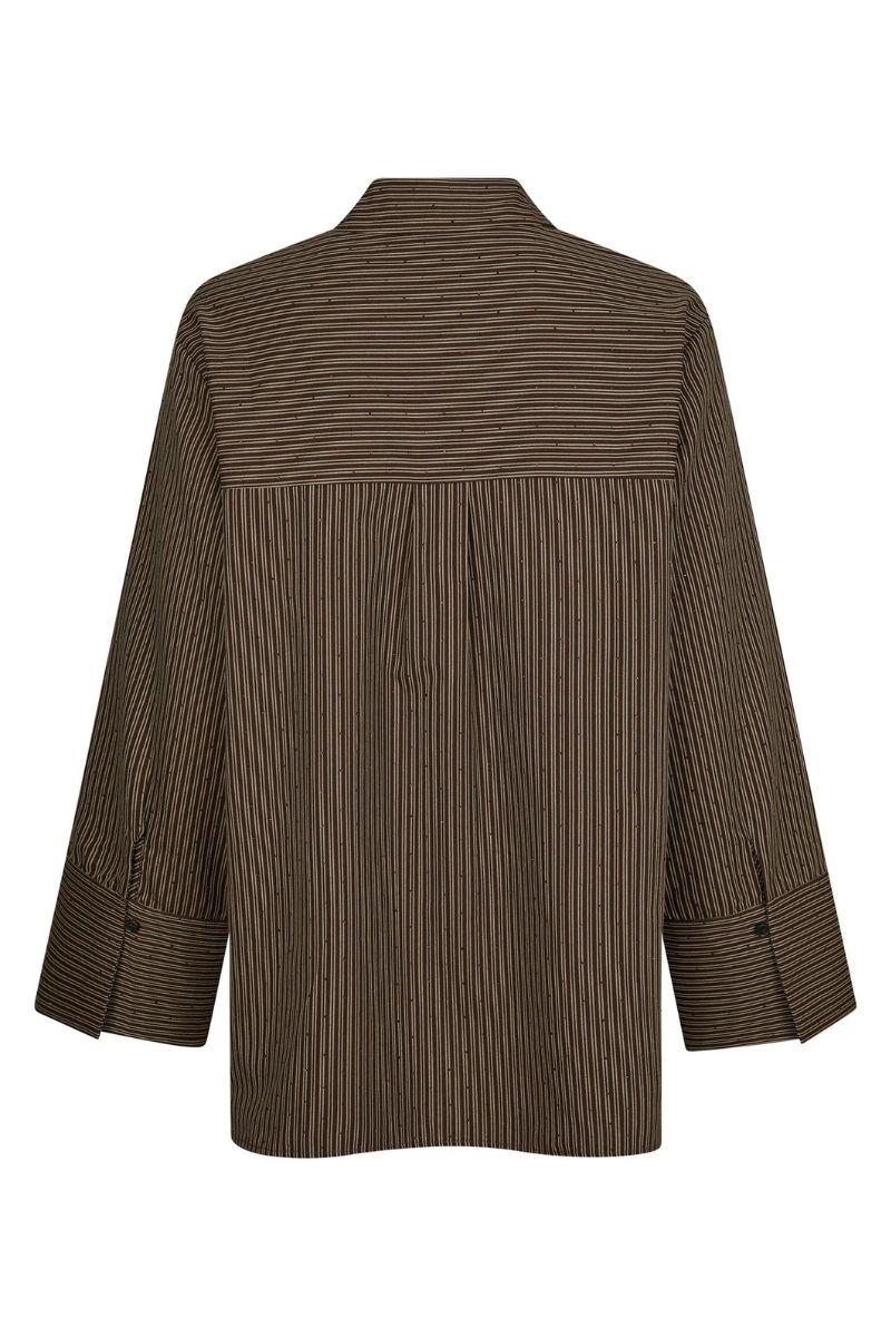 Dita Striped Line Shirt | Dark Brown | Bluse fra Neo Noir - Image 4