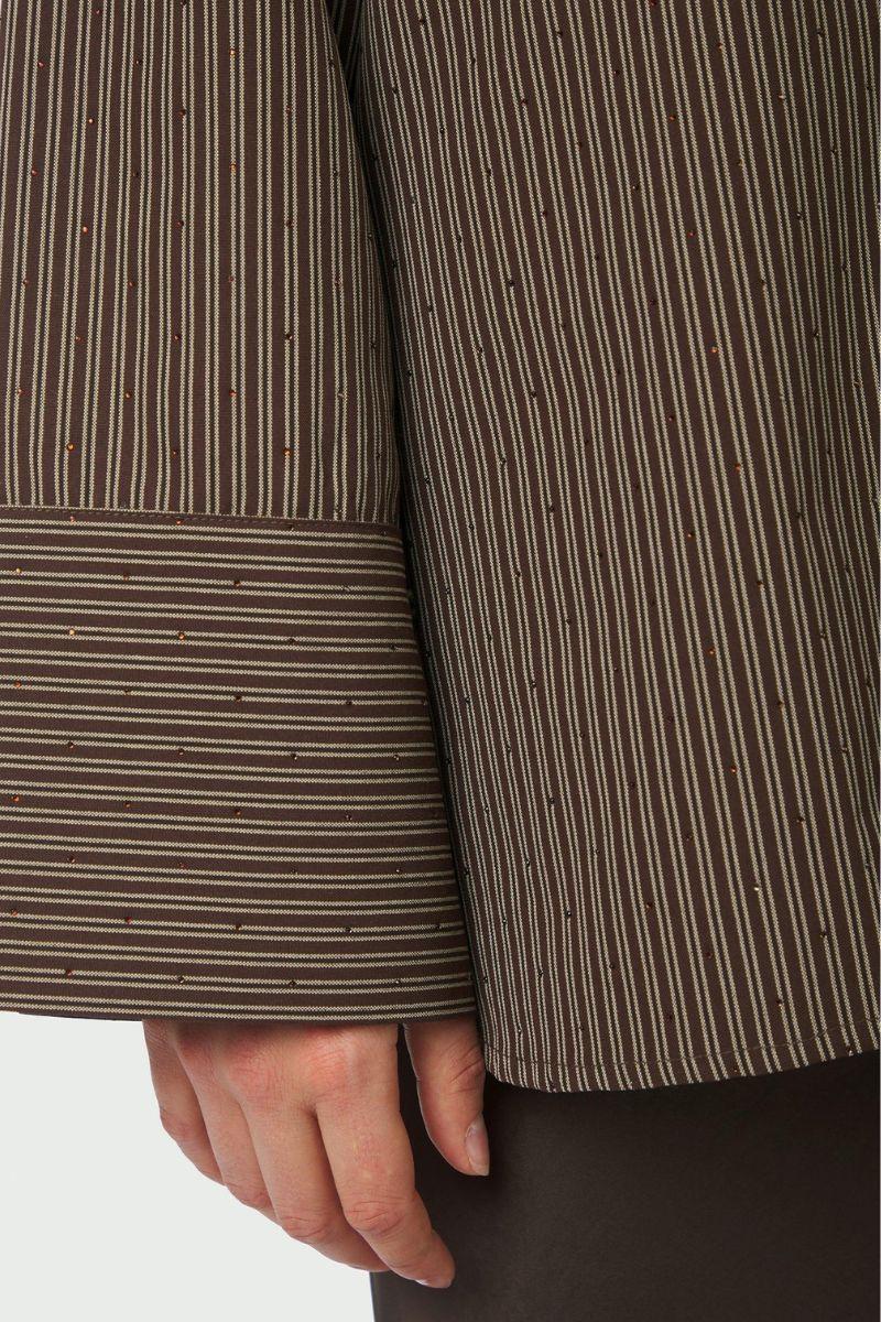 Dita Striped Line Shirt | Dark Brown | Bluse fra Neo Noir - Image 8
