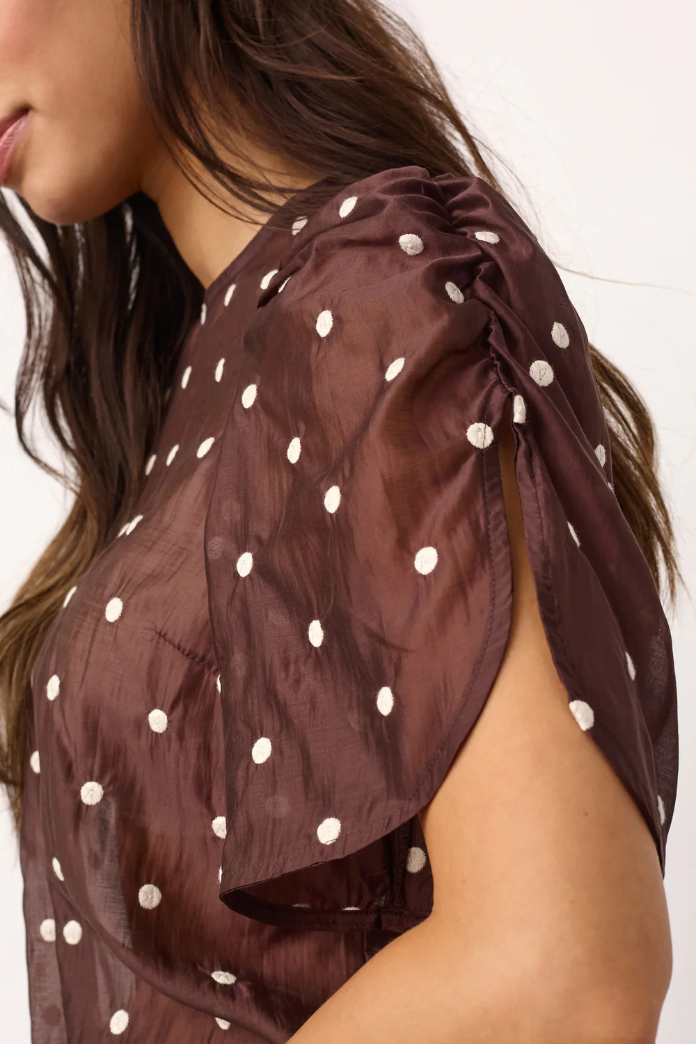Dita Dot SS Blouse | Dark Brown | Bluse fra Co'couture - Image 5