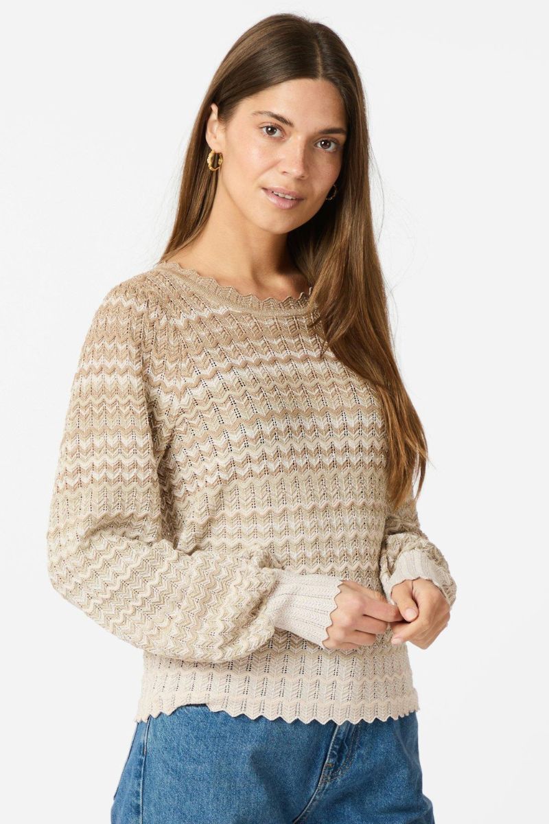 Dito Chevron Knit Blouse | Light Brown | Bluse fra Neo Noir - Image 5