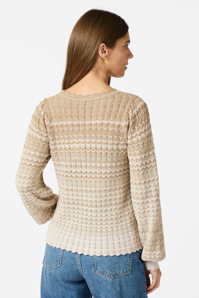 Dito Chevron Knit Blouse | Light Brown | Bluse fra Neo Noir - Image 6