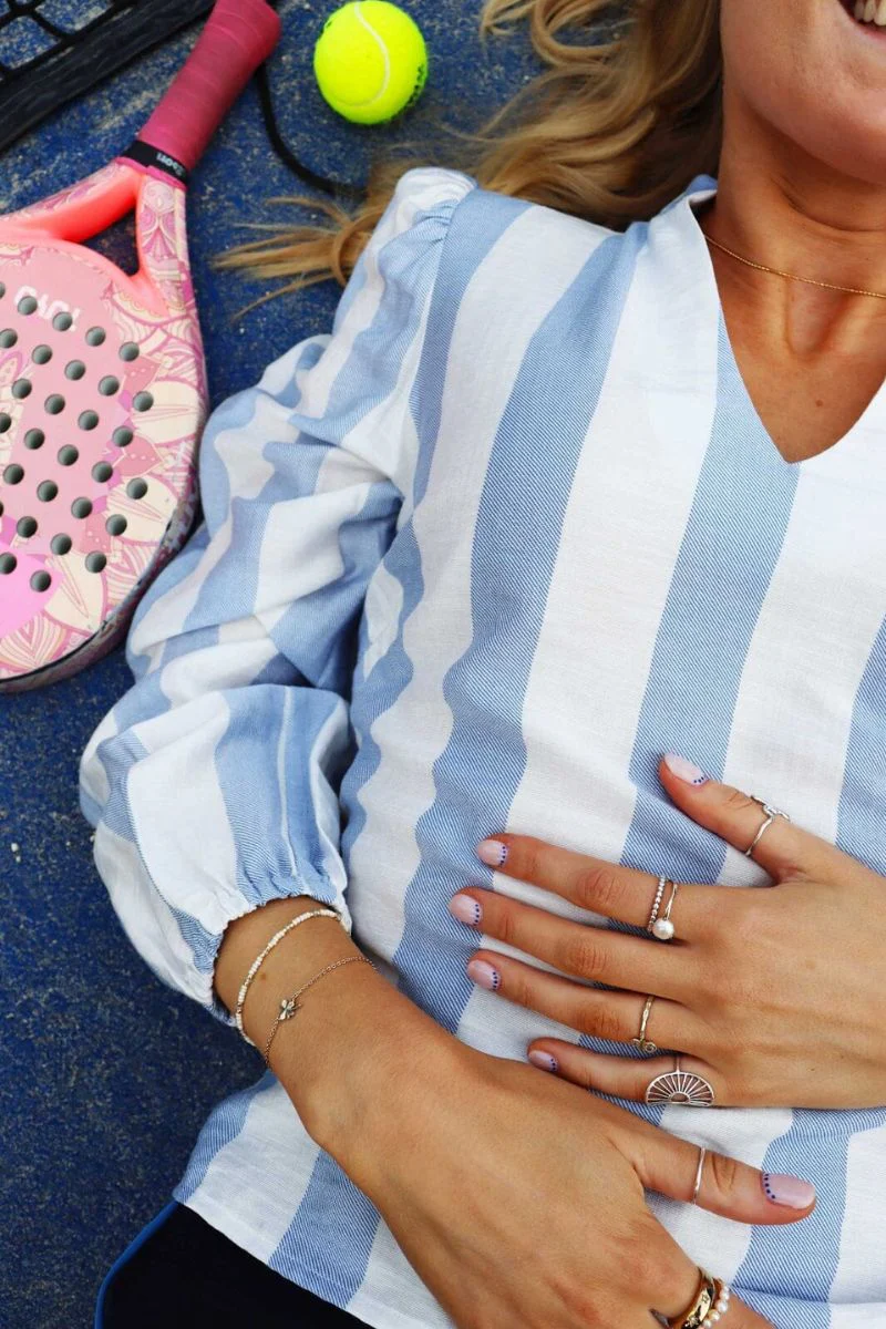 Dodo Ls Blouse | Blue White Stripe |  fra Liberté - Image 3