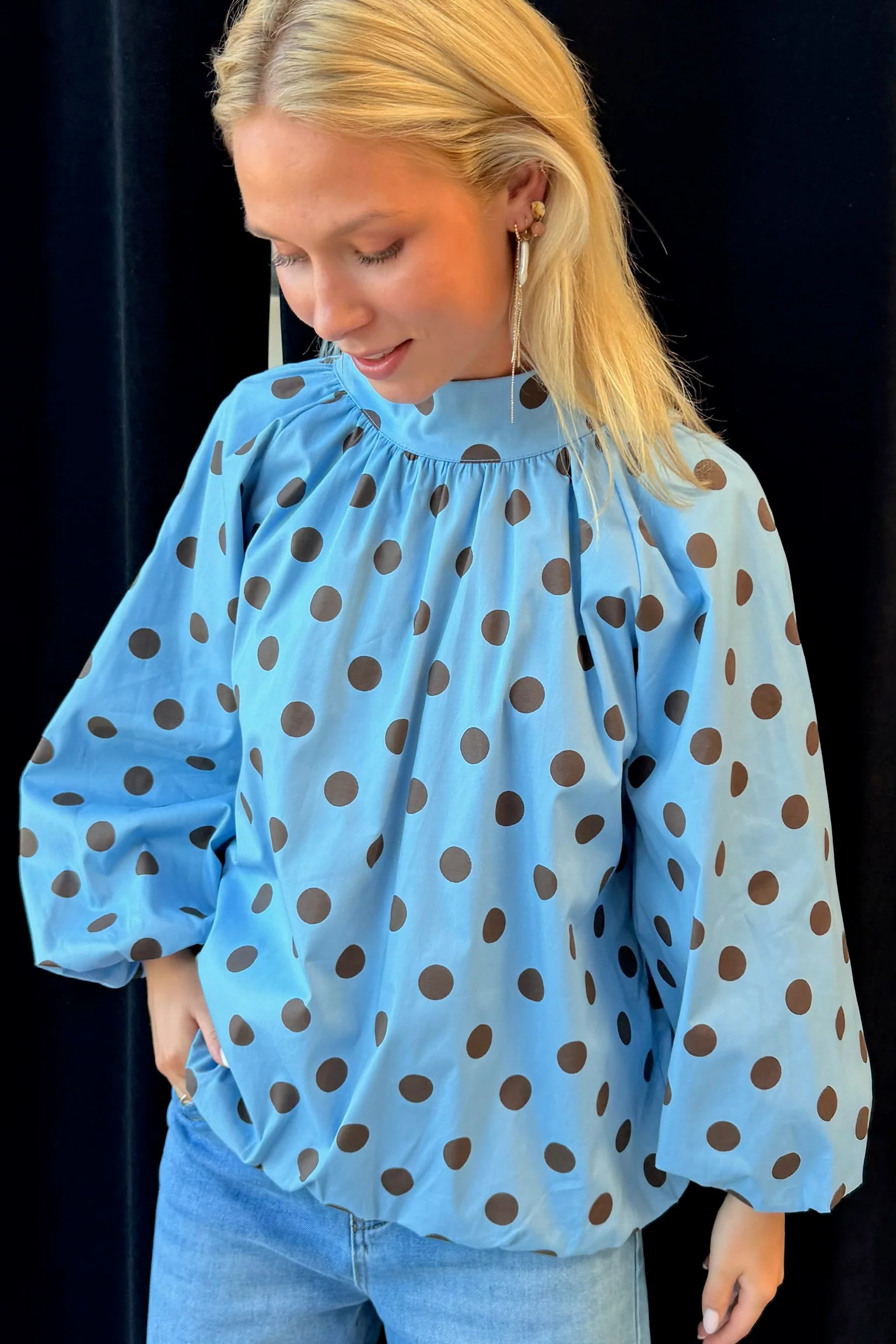 Dot Bow Shirt | Sky Blue - Image 4