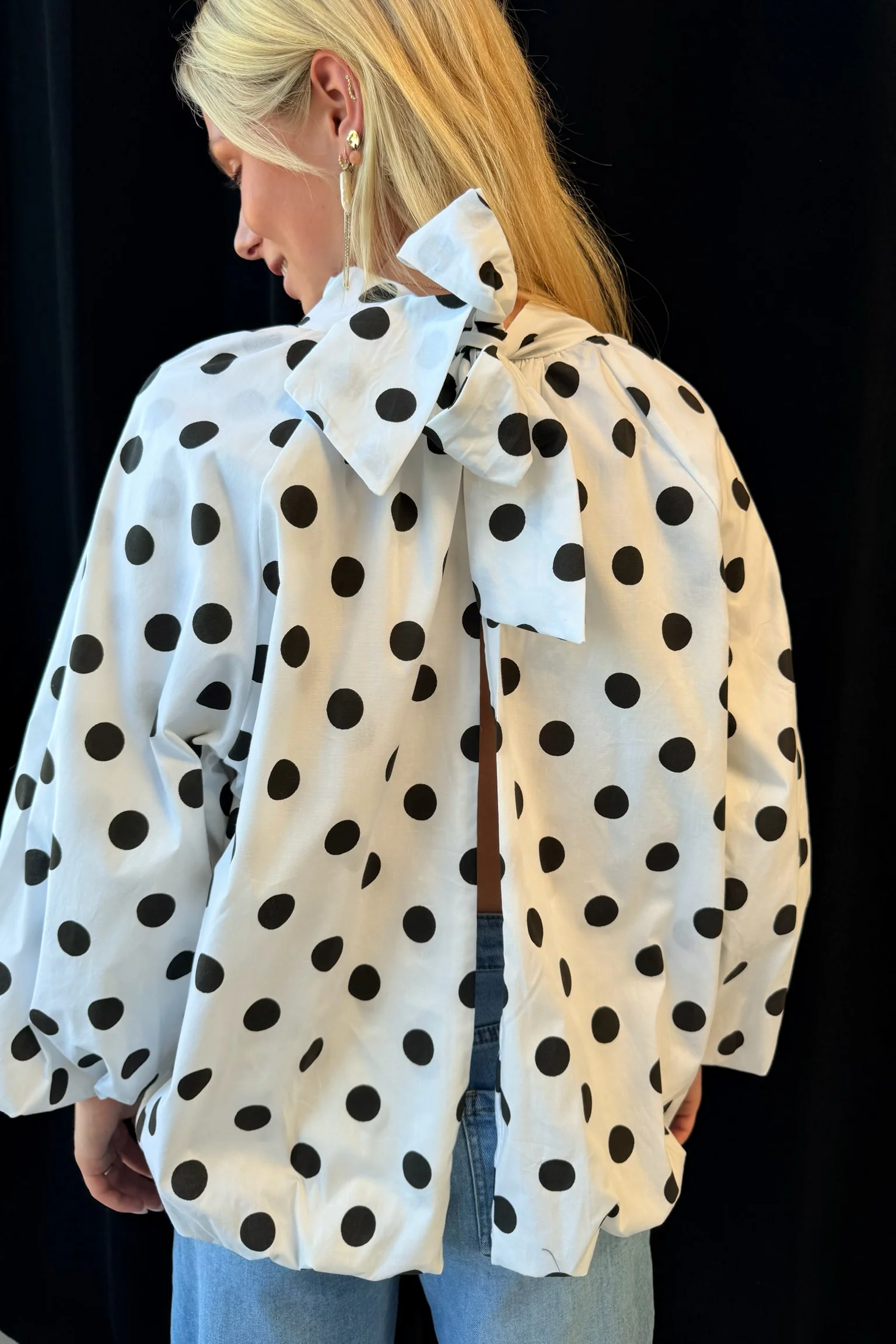 Dot Bow Shirt | White