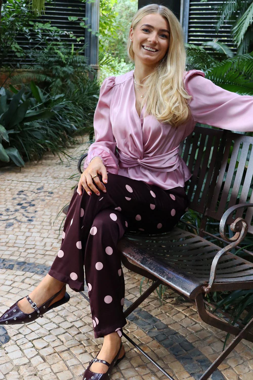 Dotti Pants | Plum Rose Big Dot | Bukser fra Liberté - Image 5
