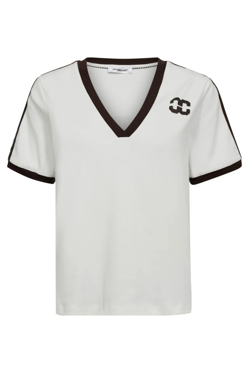 Edge Stripe V-Tee 33161 | OffWhite Mocca | T-Shirt fra Co'couture