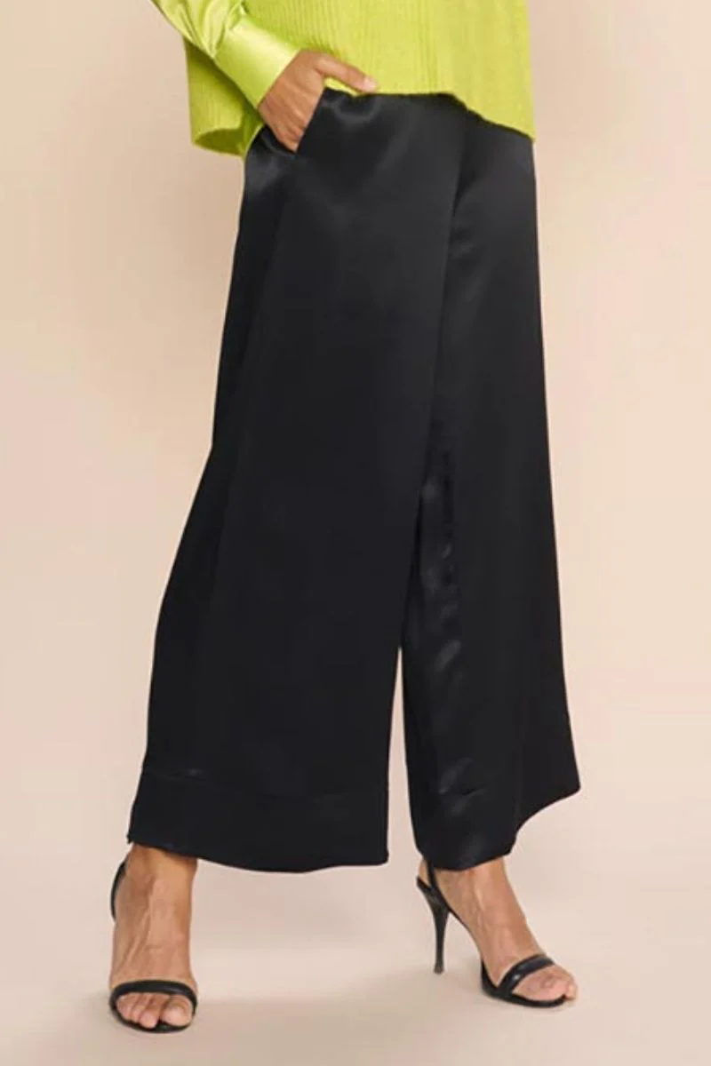 Edi Satin Crepe Pant | Black | Bukser fra Mos Mosh