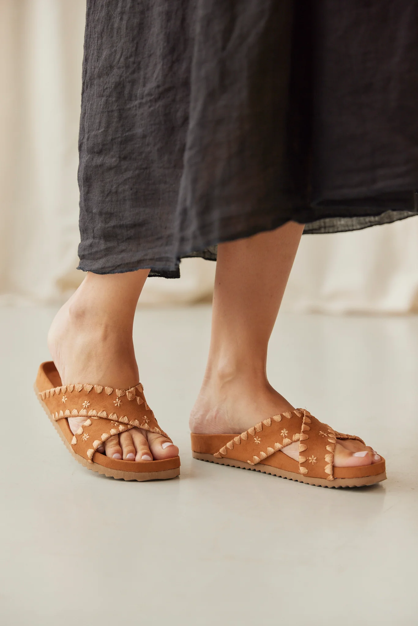 Elia Embroidered Sandals | Camel - Image 3