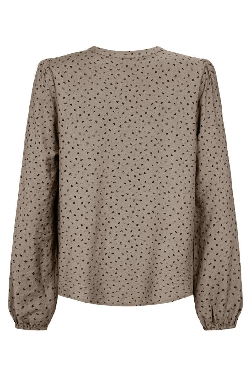 Elin Blouse 207315 | Desert Taupe W. Black | Bluse fra Freequent - Image 2