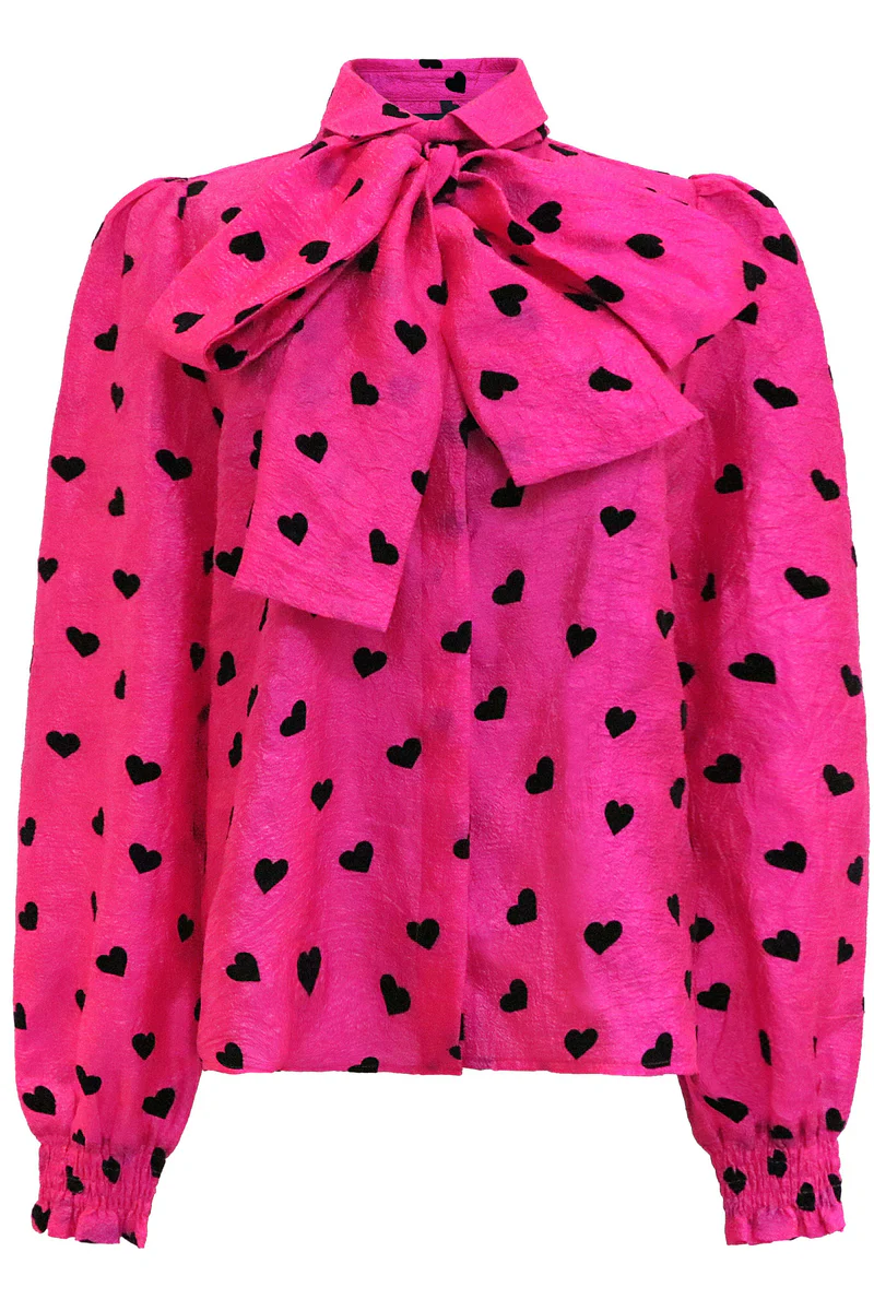 Elina Ls Blouse | Pink Black Heart | Bluse fra Liberté - Image 2