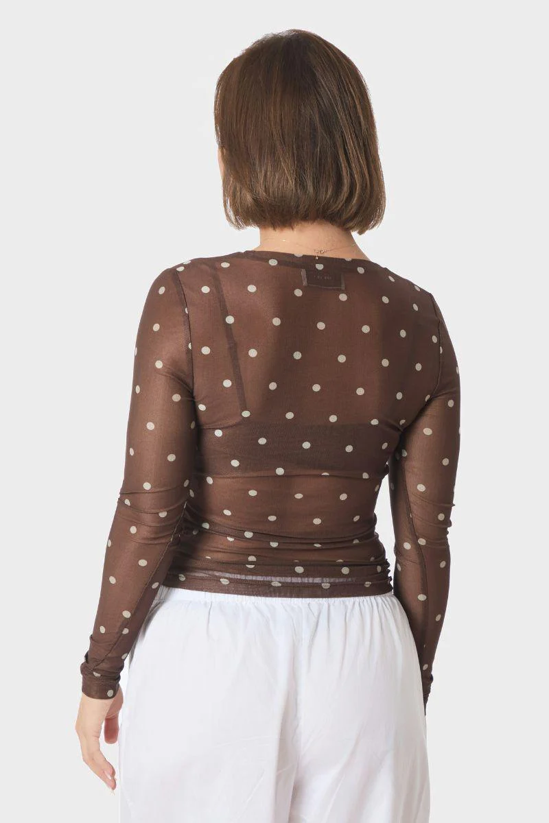 Ella Dot Blouse | Brown | Bluse fra Neo Noir - Image 4