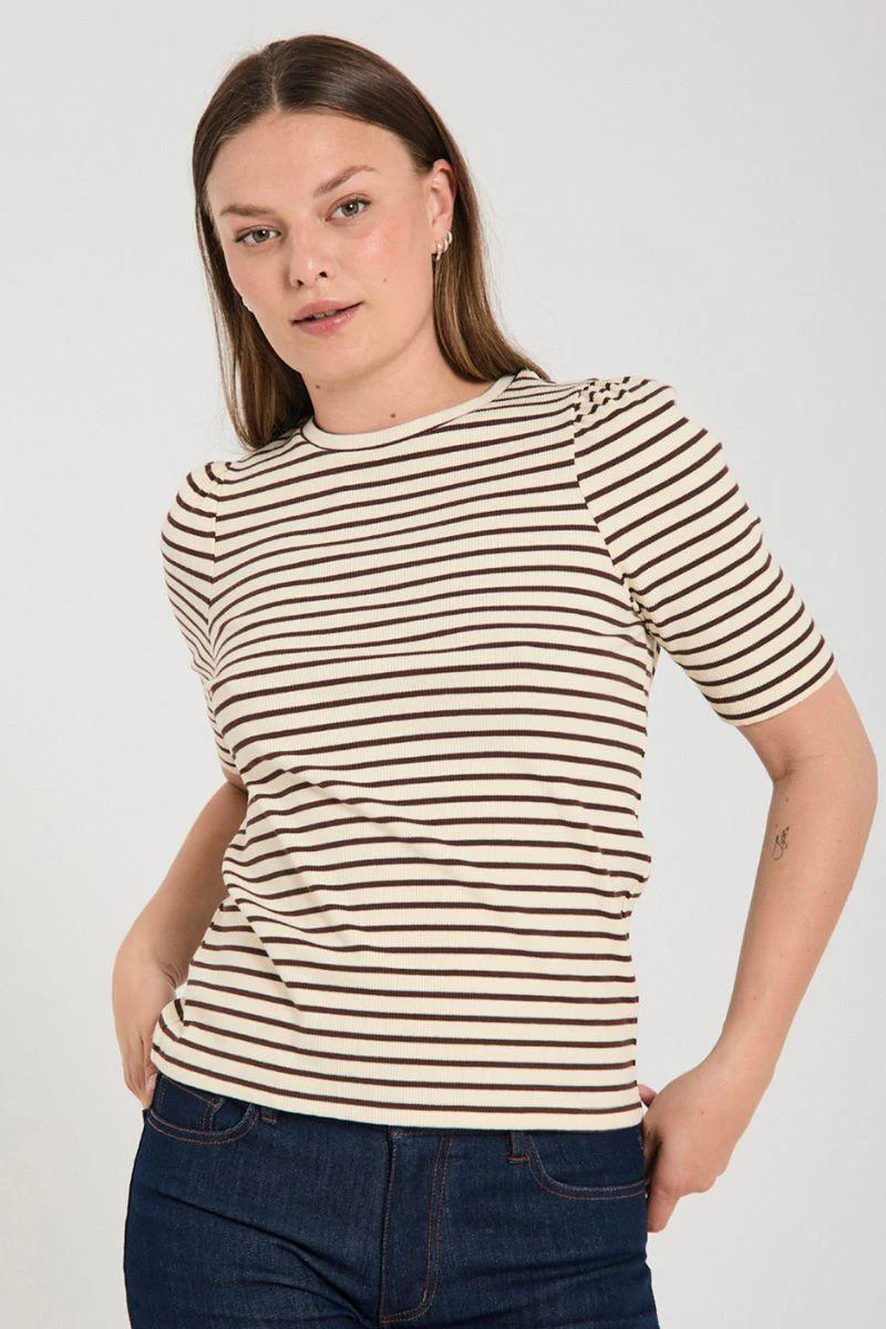 Eloisel Tee 206411 | Moonbeam W. Coffee Bean | T-Shirt fra Freequent - Image 8