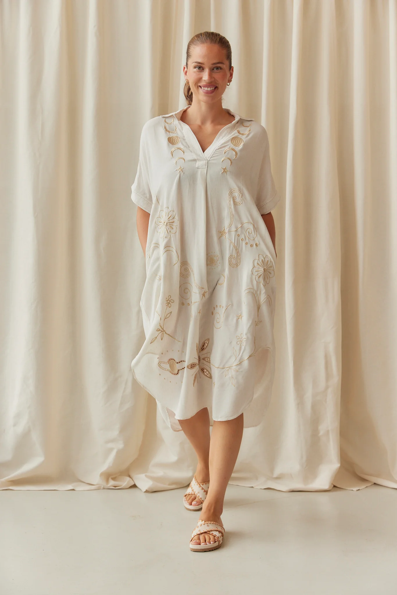 Elsie Shirt Dress | Cream - Image 3
