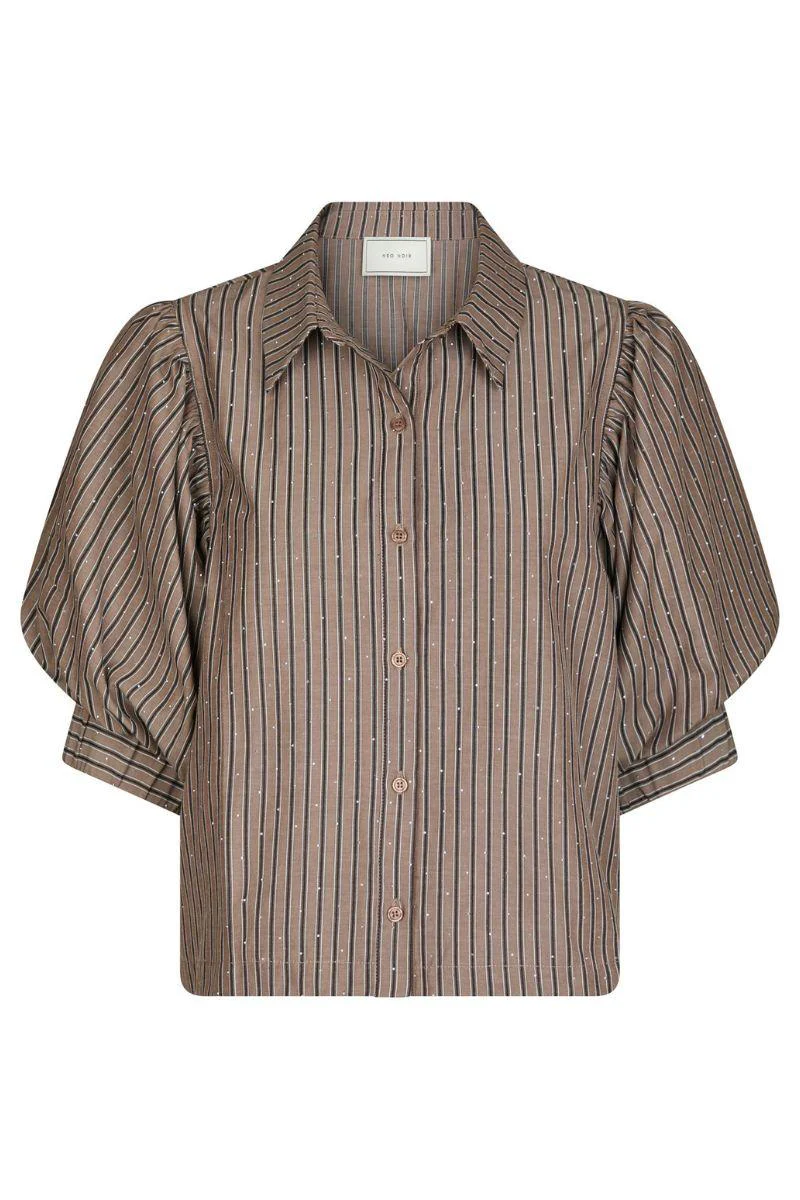 Etta Soft Stripe Stone Shirt | Brown | Bluse fra Neo Noir