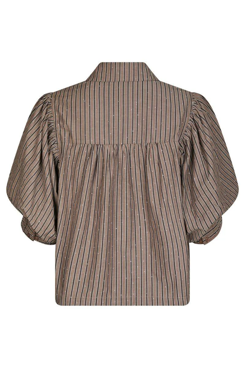 Etta Soft Stripe Stone Shirt | Brown | Bluse fra Neo Noir - Image 3